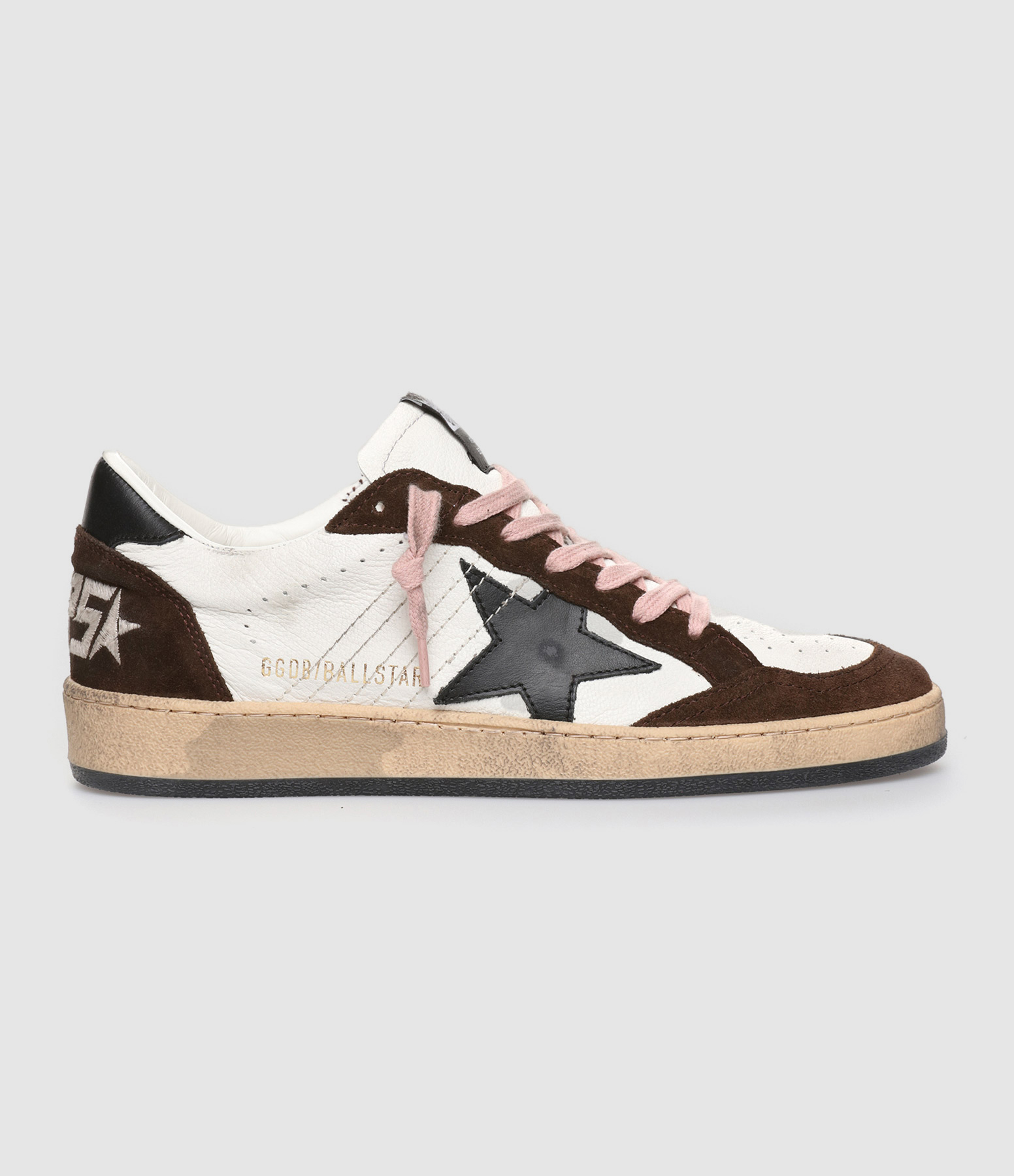 Baskets Ball Star Cuir Blanc Marron Noir