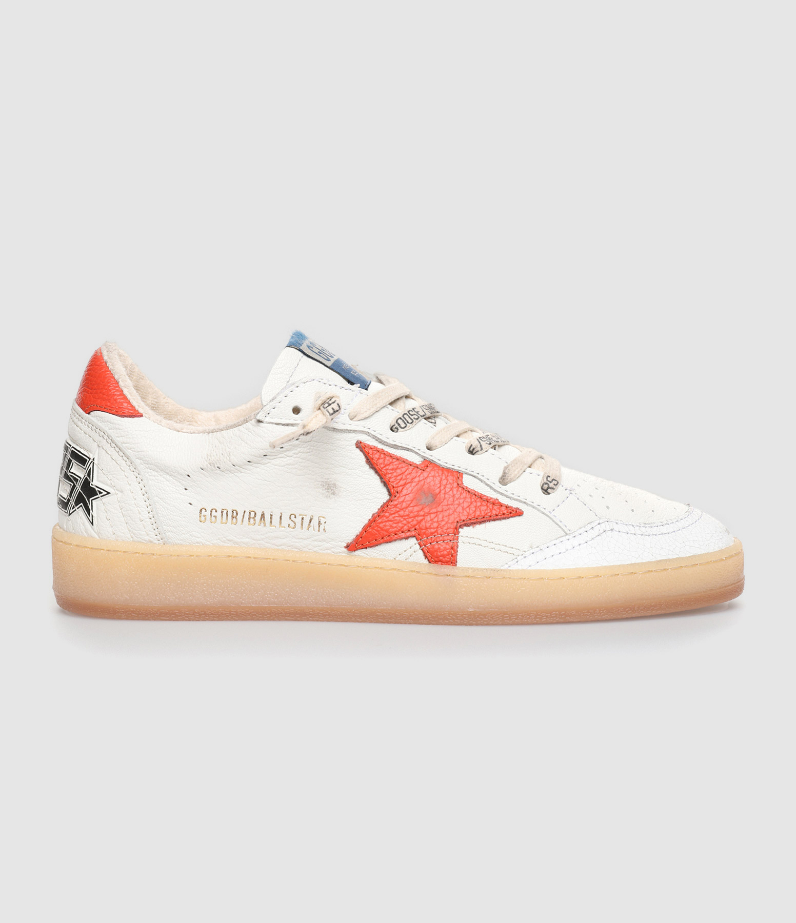 Baskets Homme Ball Star Cuir Blanc Orange
