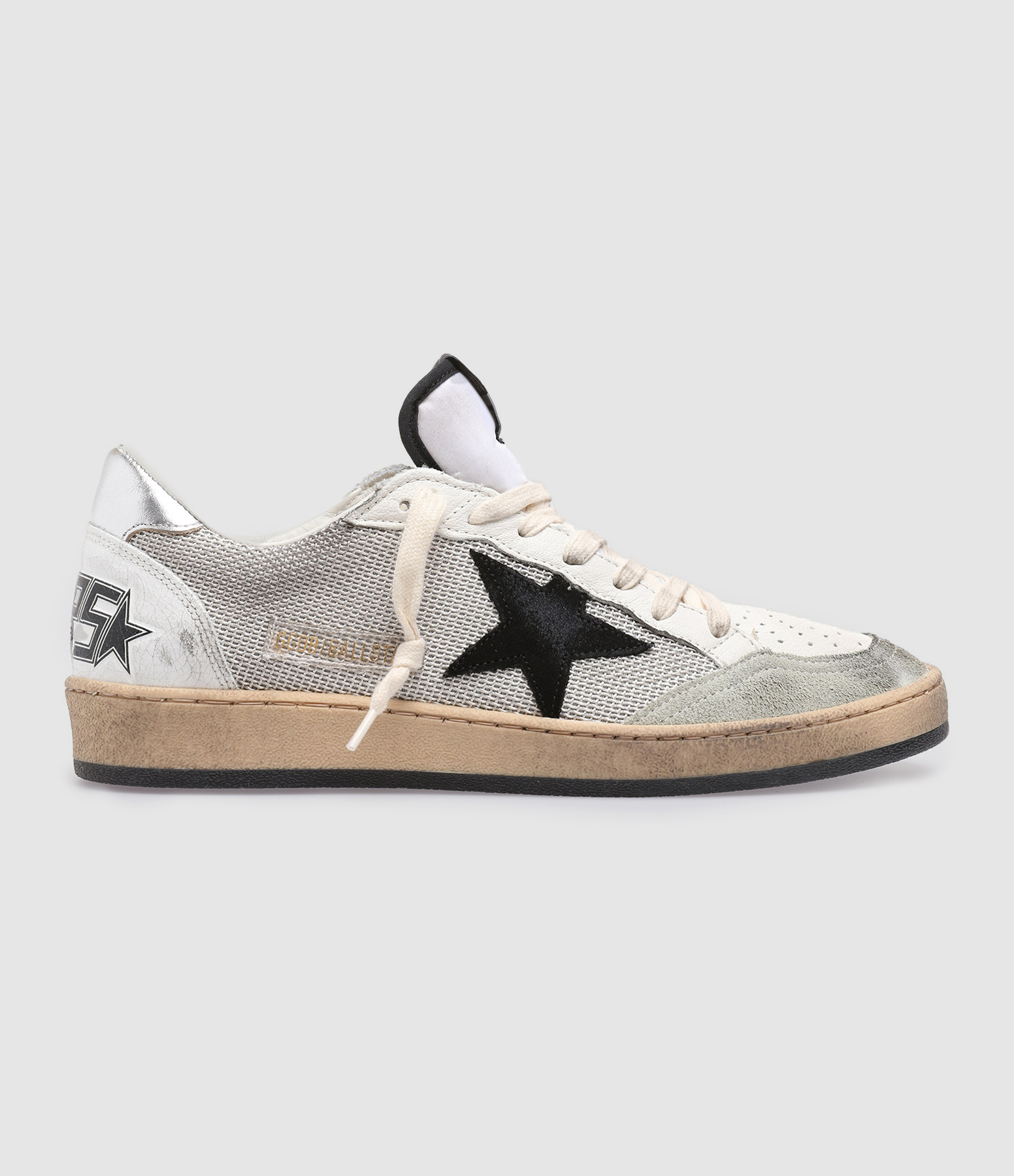 Baskets Ball Star Cuir Argenté Noir