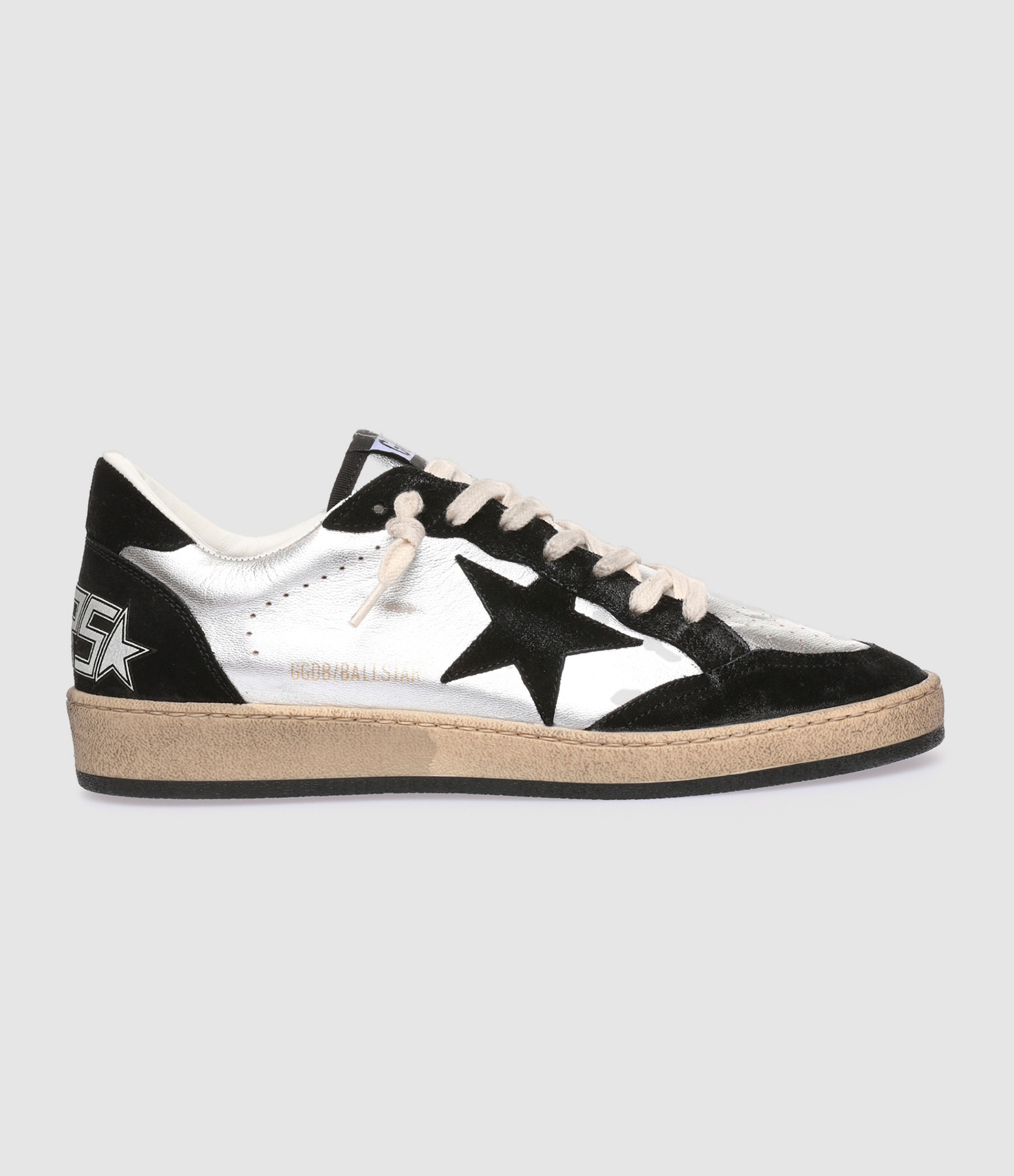 Baskets Ball Star Cuir Argenté Noir