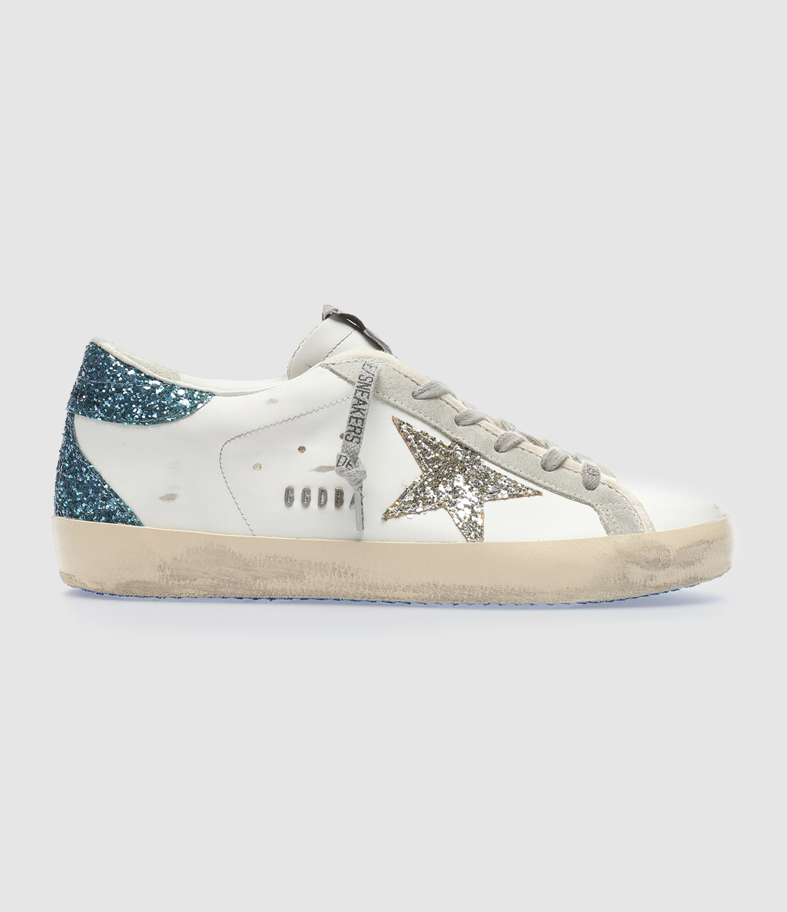 Baskets Super-Star Étoile Glitter Blanc Ice Bleu