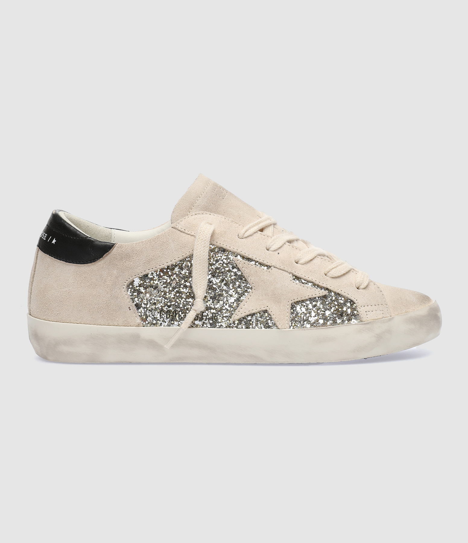 Baskets Super-Star Glitter Platinum Beige Noir