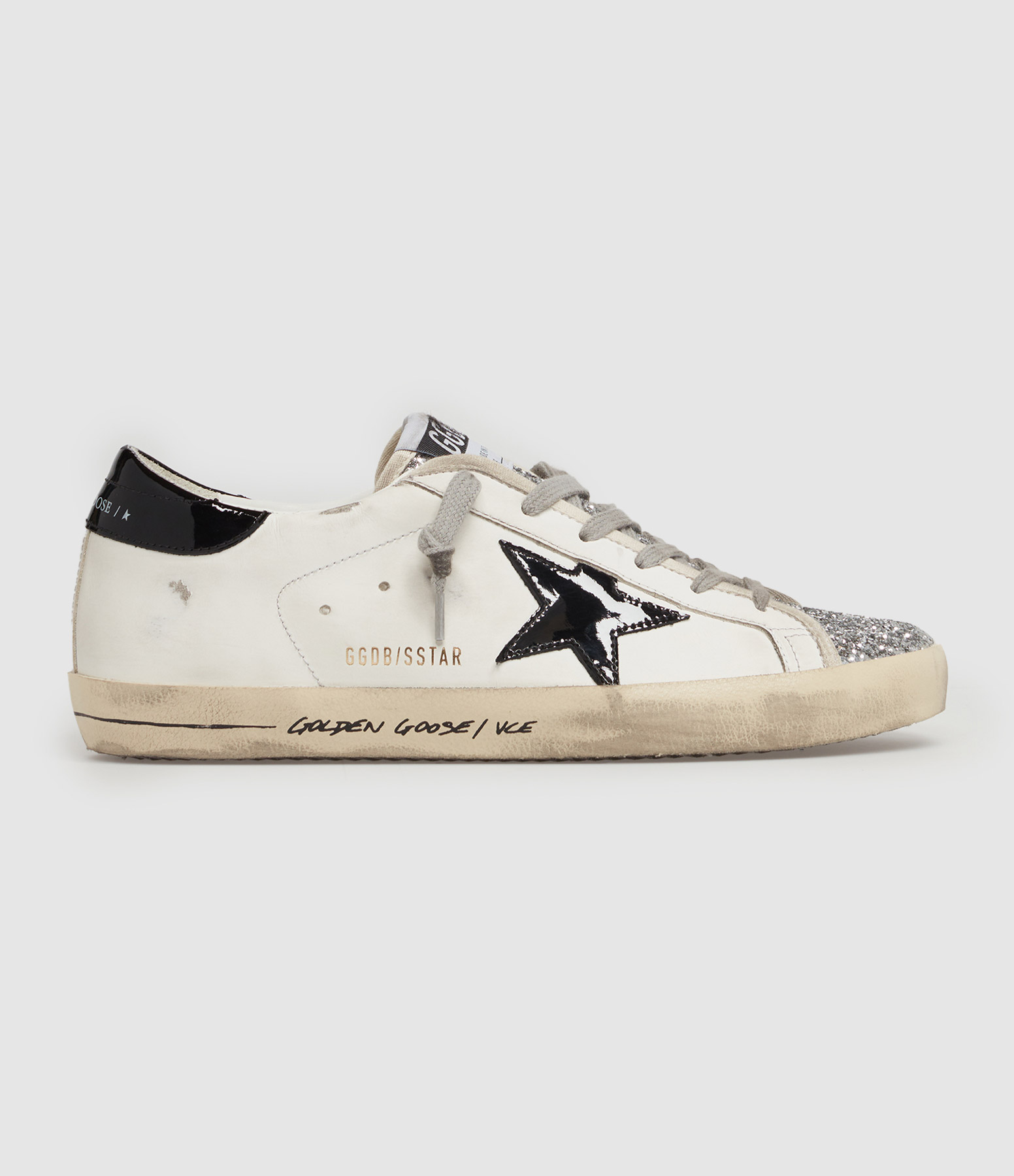 Baskets Super-Star Blanc Noir Argenté