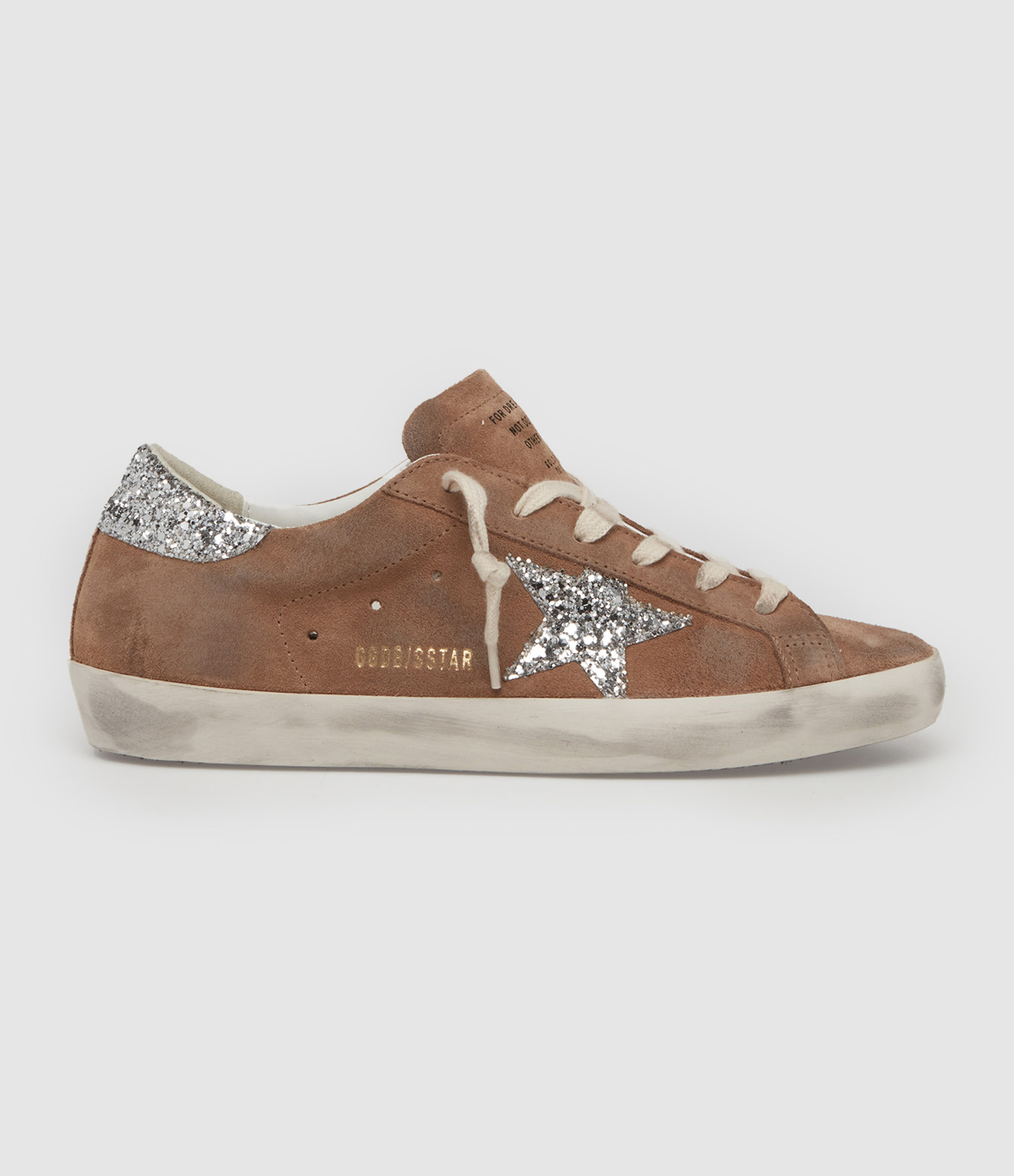 Baskets Super-Star Étoile Glitter Tabac Argenté