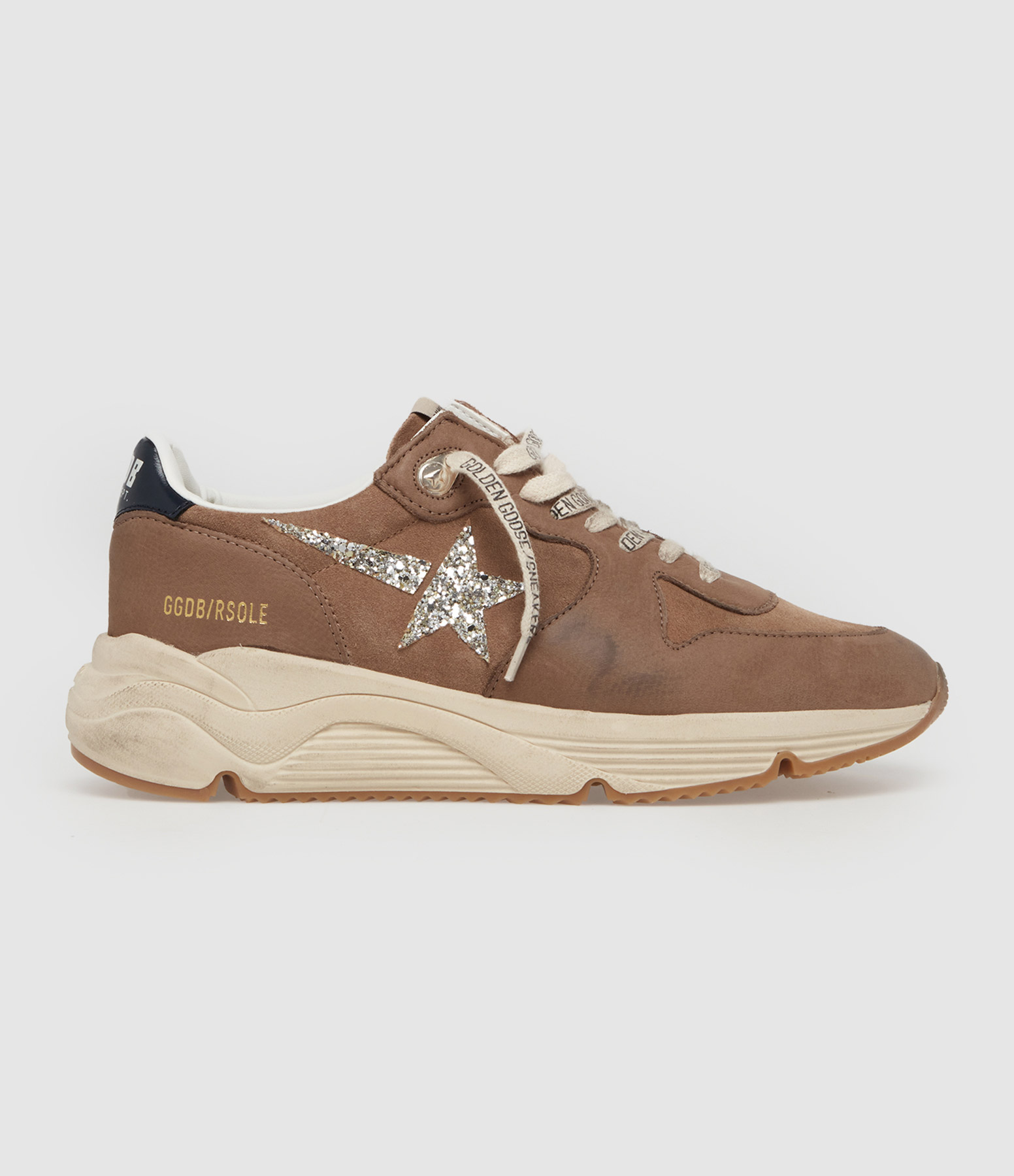 Baskets Running Sole Argenté Tabac Taupe