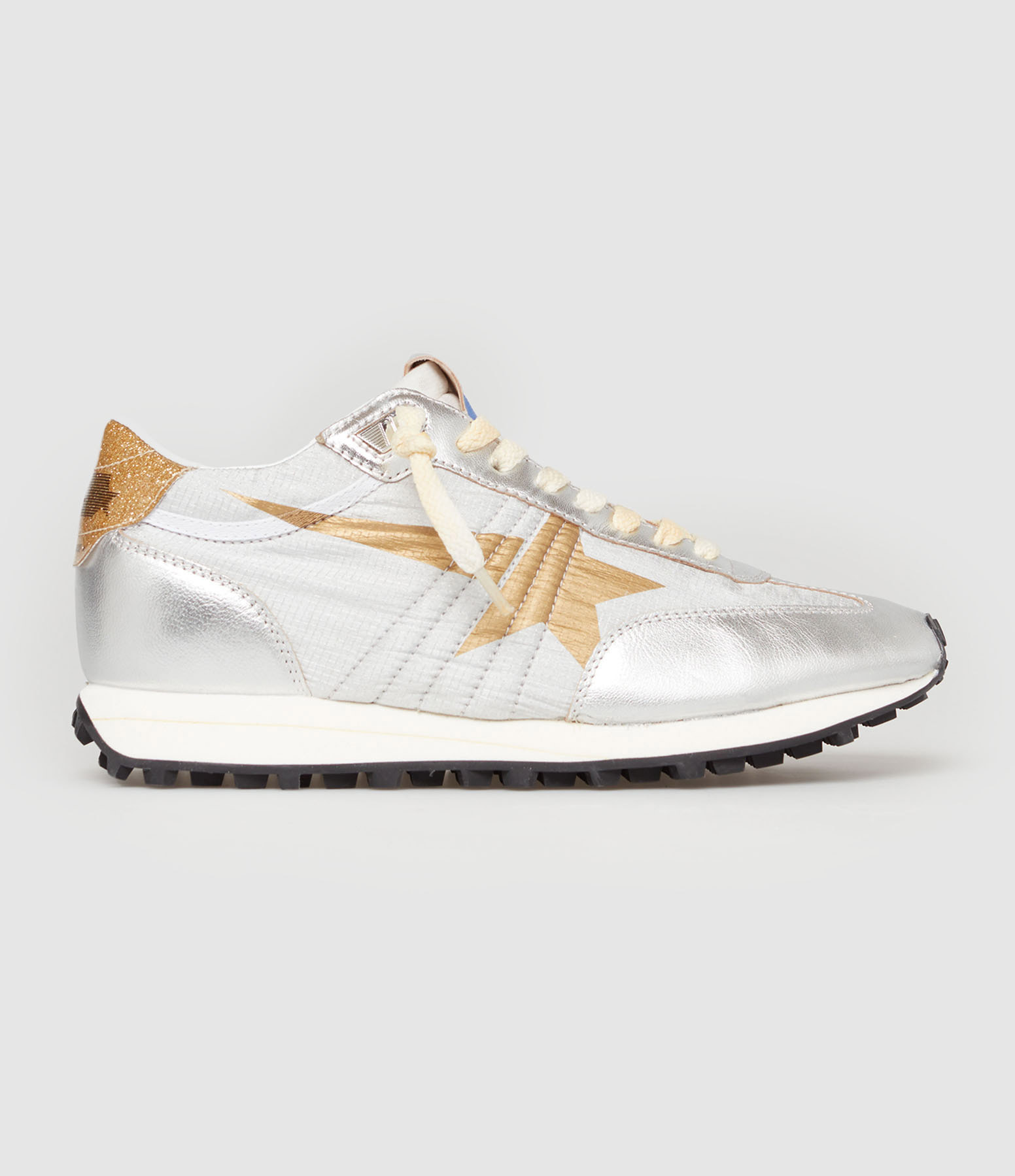 Baskets Running Marathon Cuir Argenté
