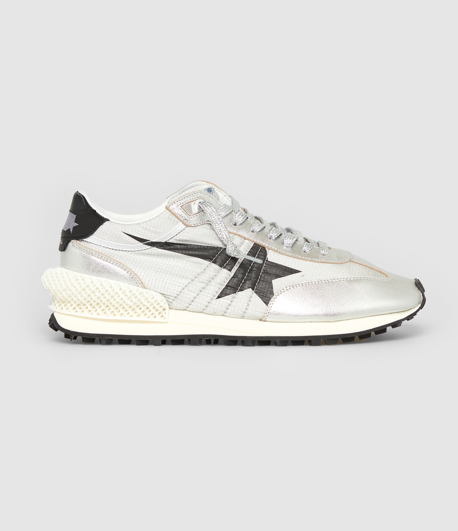 Baskets Running Marathon Cuir Argenté