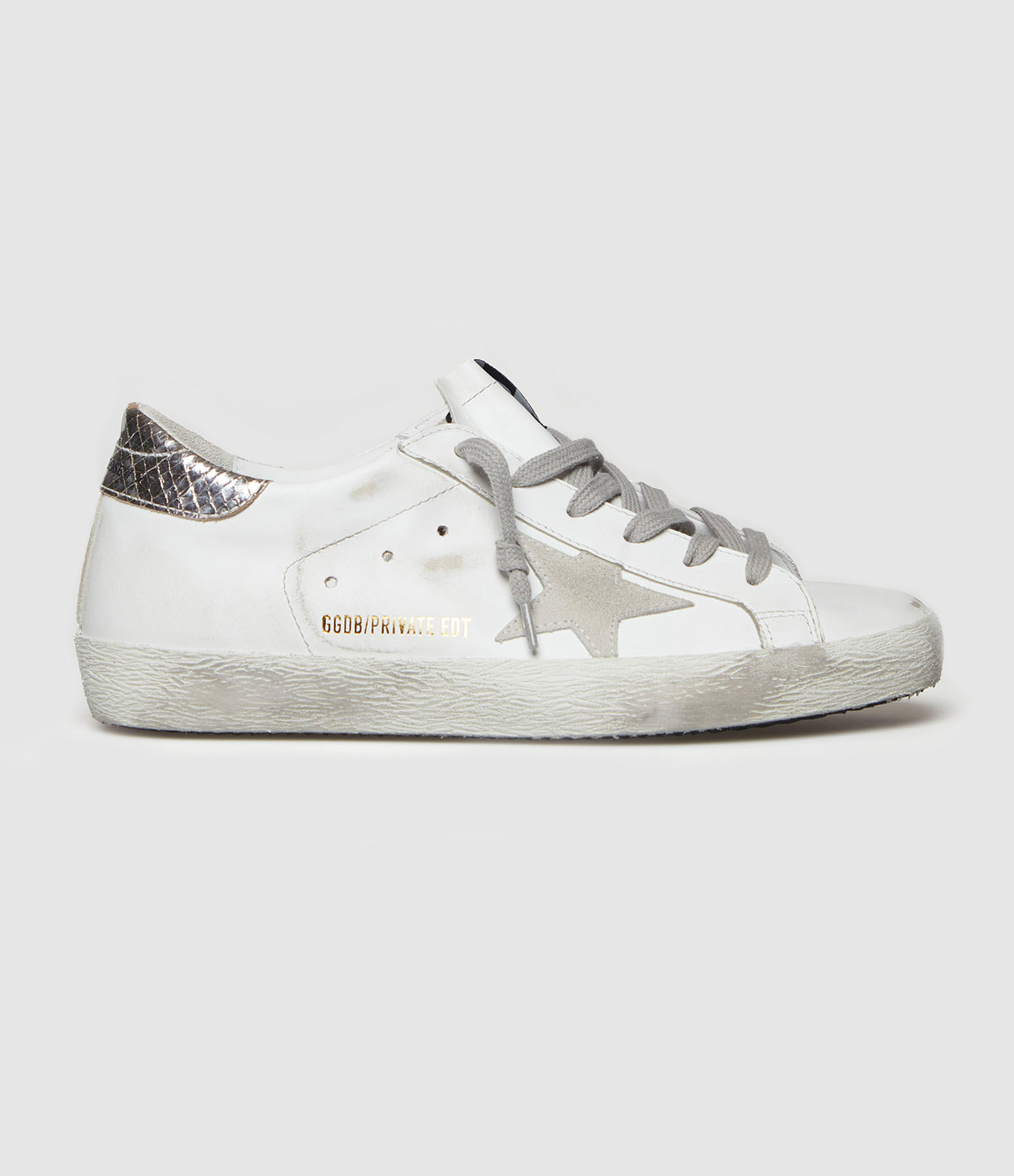 Baskets Super-Star Blanc Doré Argenté