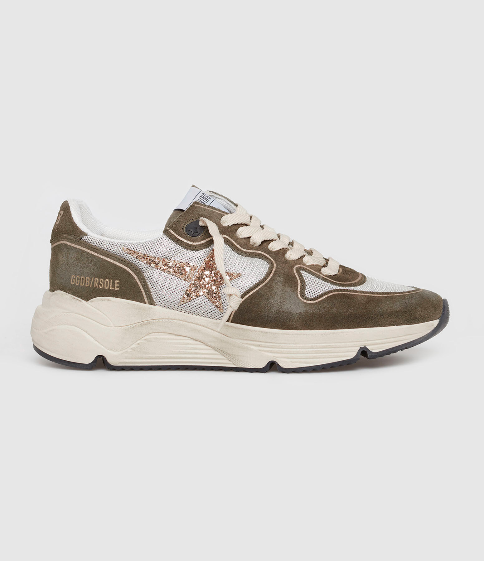 Baskets Running Blanc Vert Beige