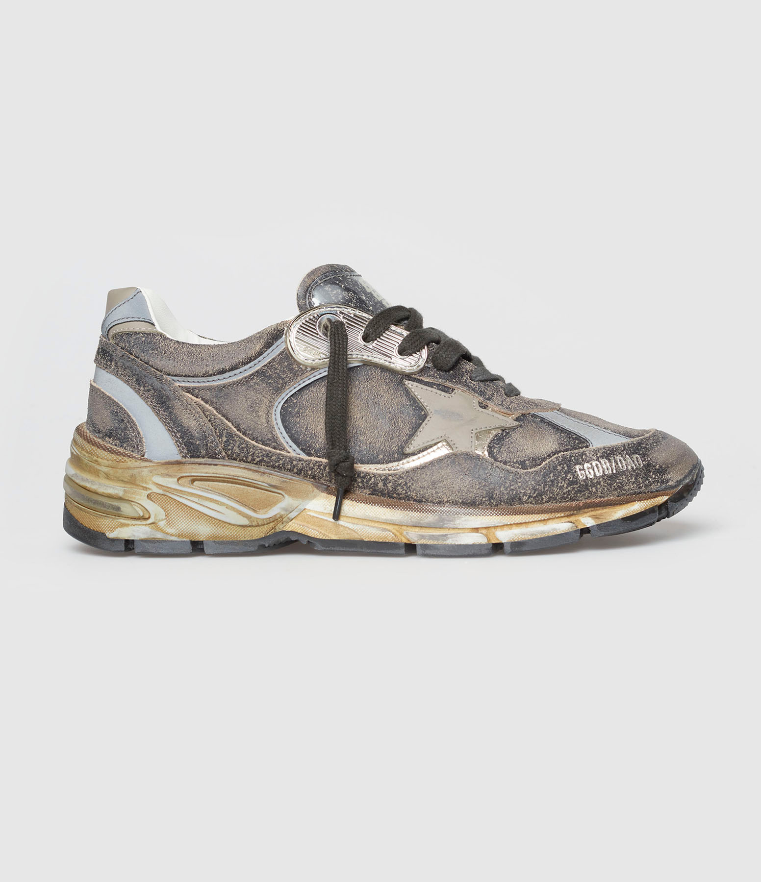Baskets Running Dad Noir Argenté Kaki