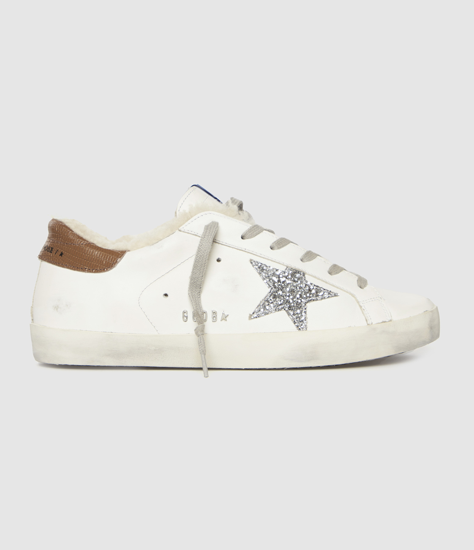 Baskets Super-Star White Silver Taupe Beige
