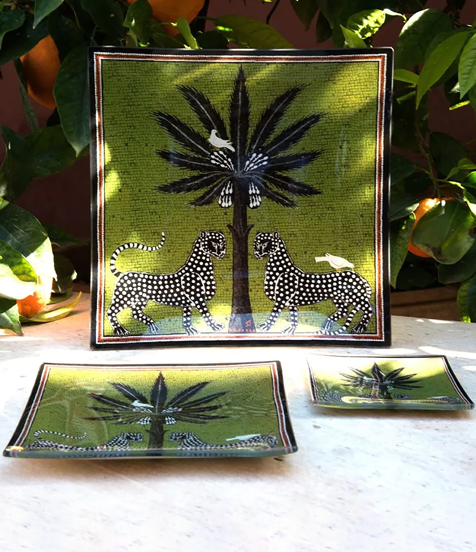 Assiette de Présentation en Verre Mosaïque Vert 18
