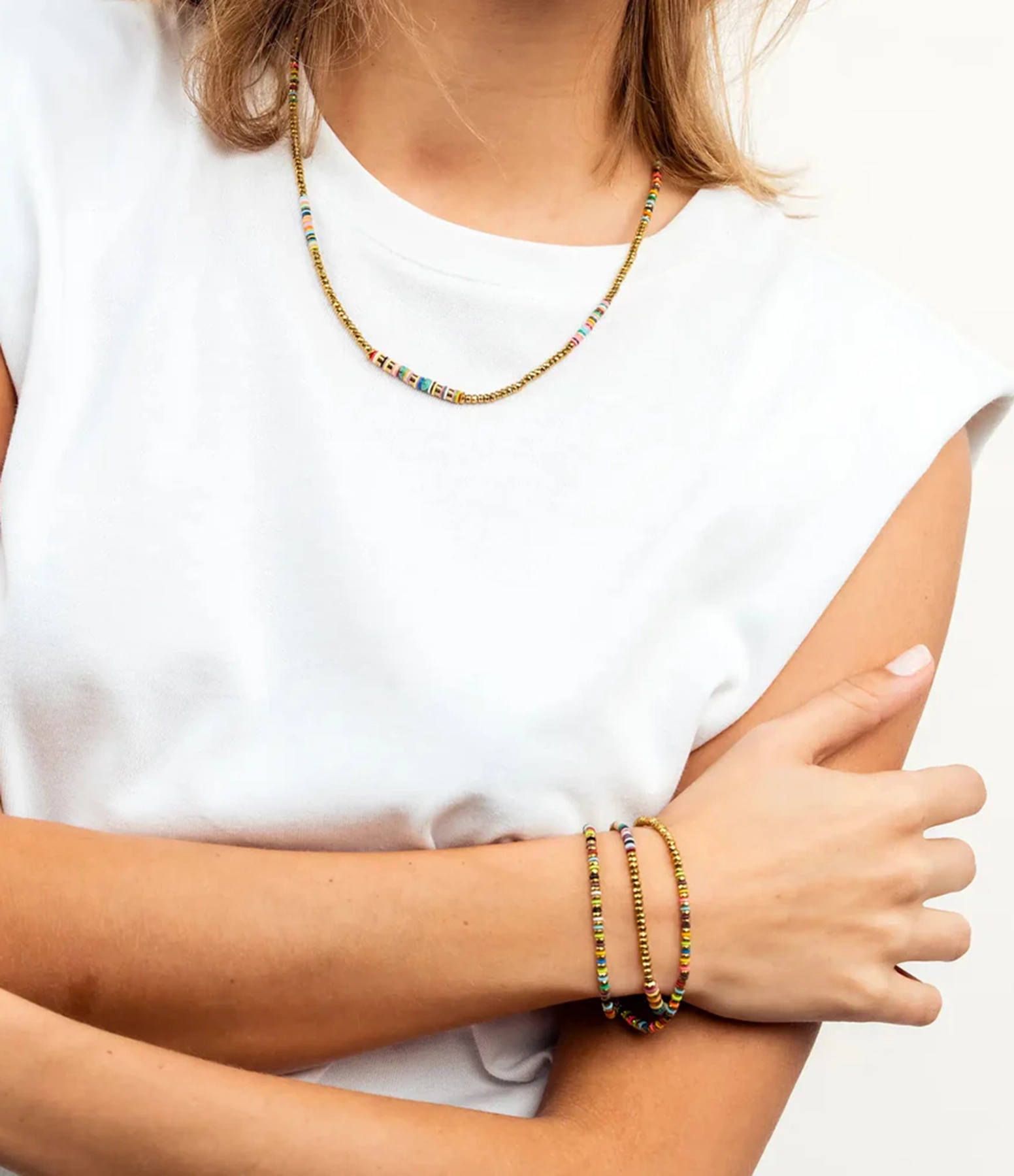 Collier Happy 3 Gold & Multicolore