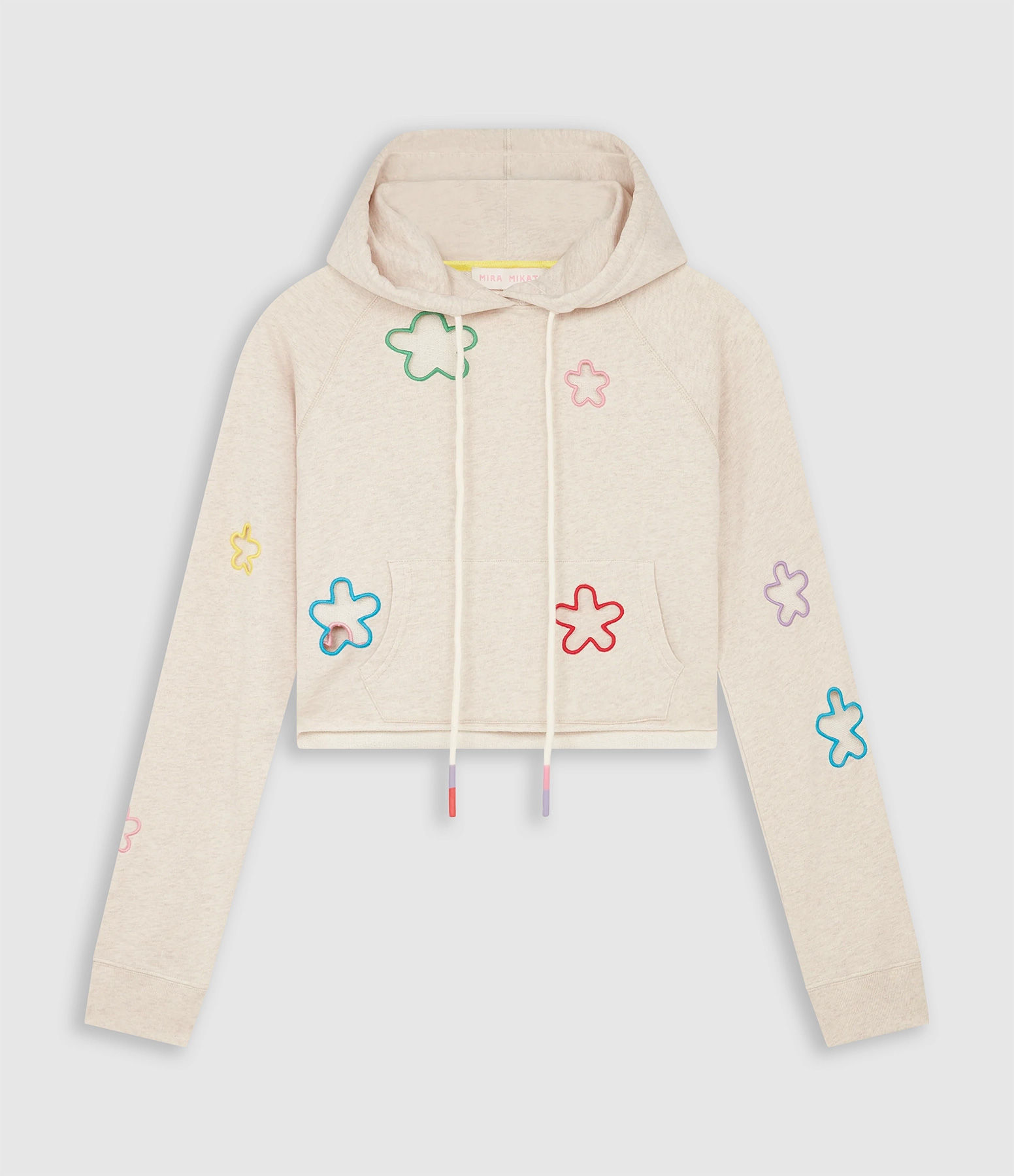 Sweat A Capuche Cut Out Flower Cropped Beige