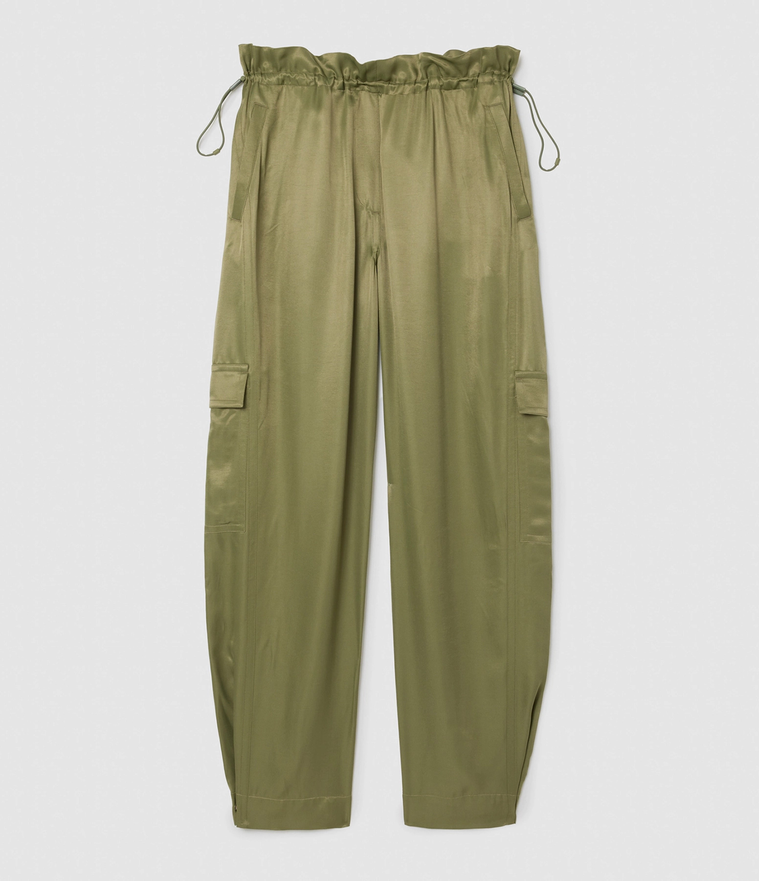 Pantalon Cargo Fluide Oversize Satin Kaki