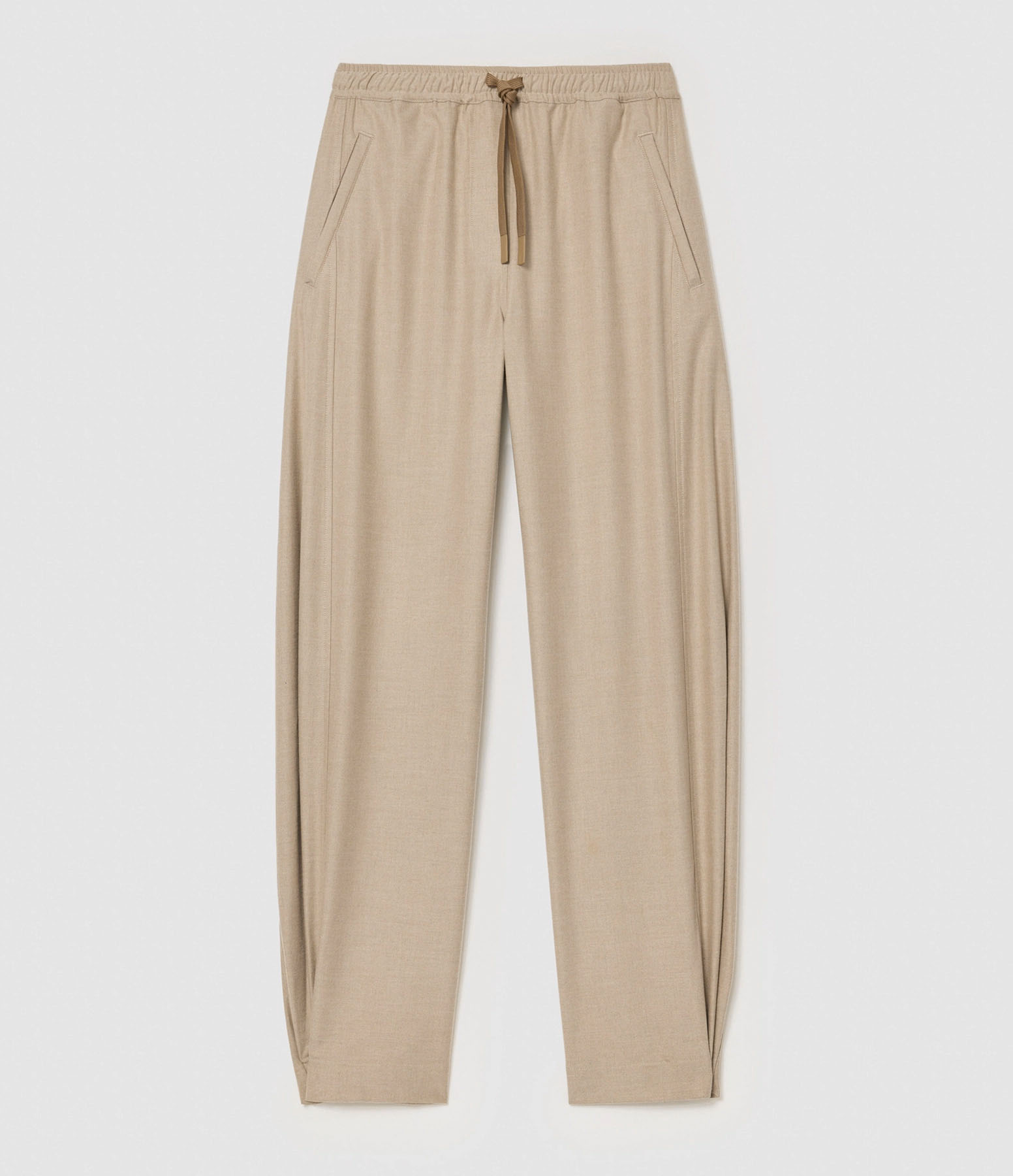 Pantalon Large Flanelle Fluide Beige