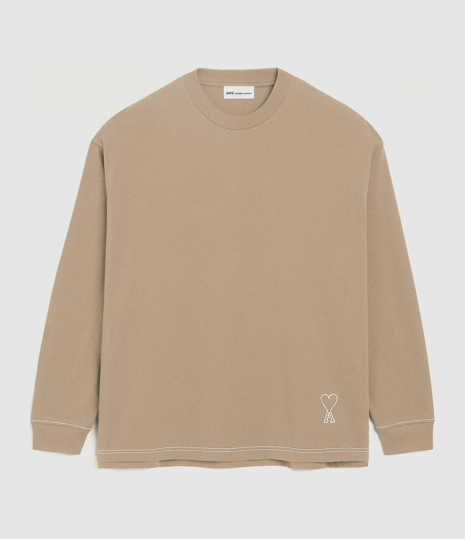 T-Shirt With Stitched Ami De Coeur Beige Taupe