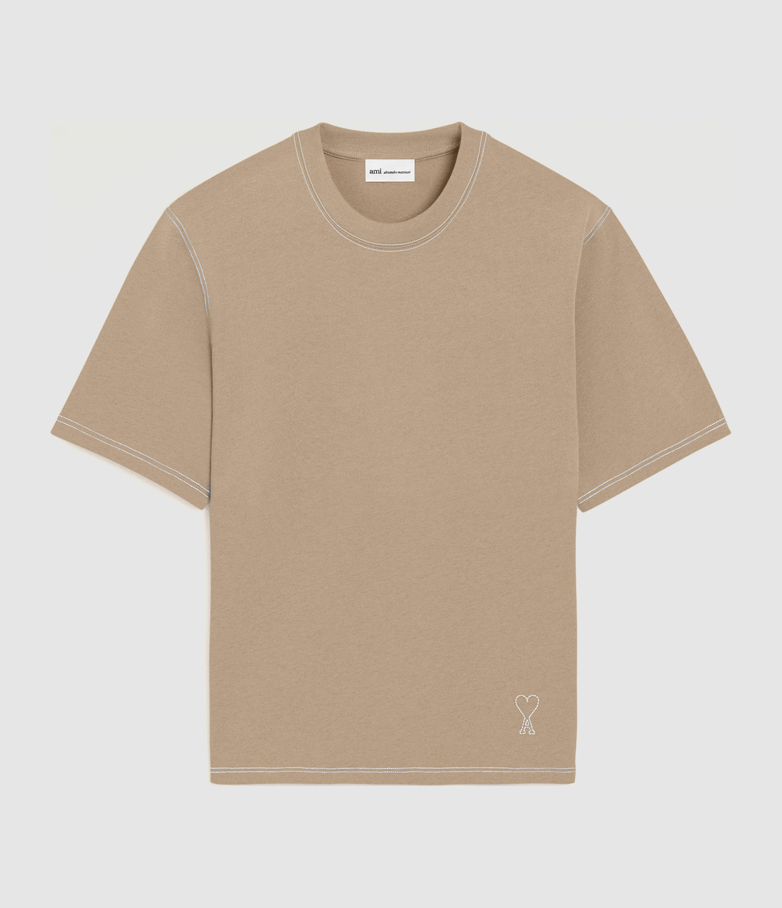 T-Shirt With Stitched Ami De Coeur Beige Taupe