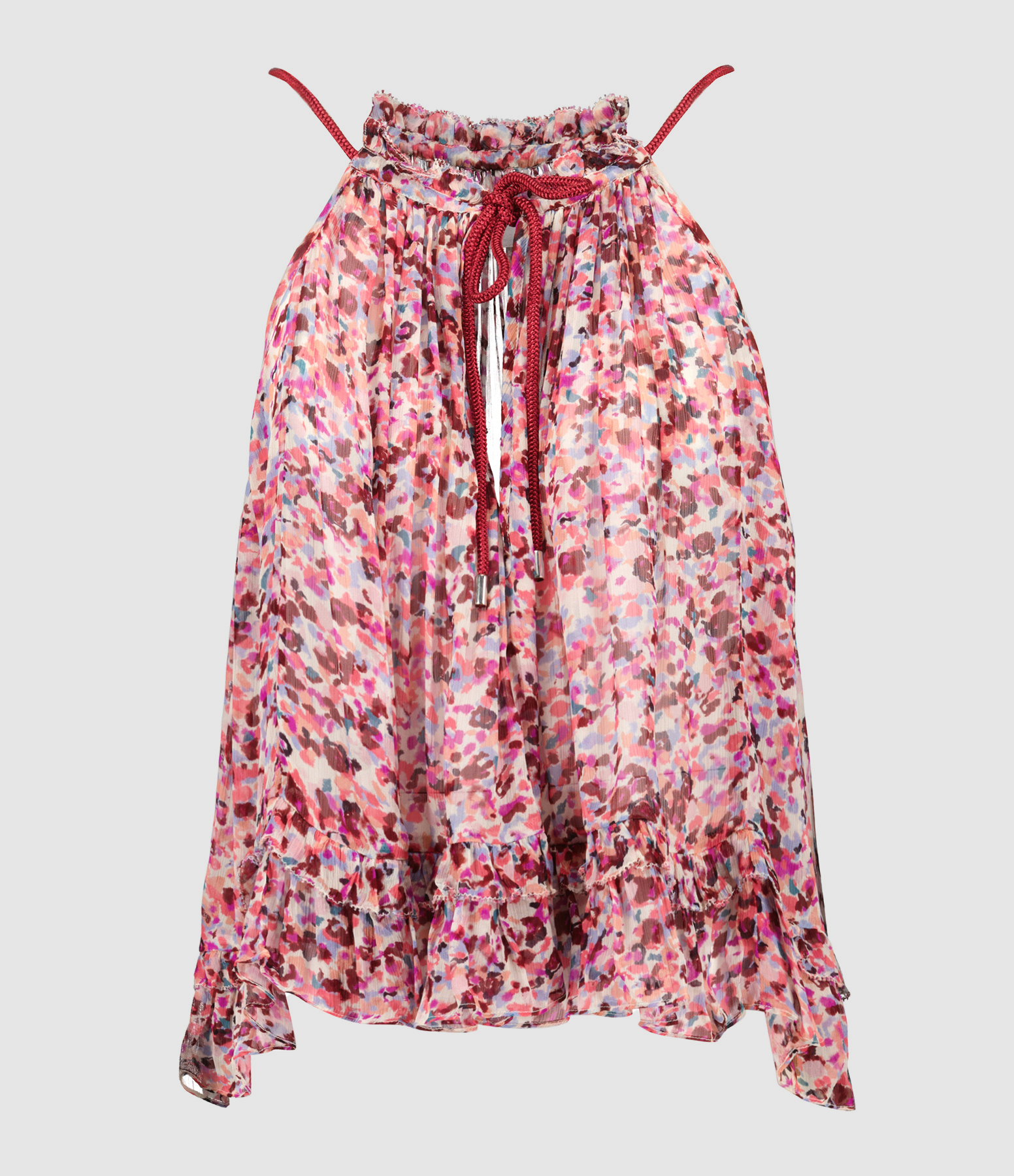 Top Fabino Imprimé Framboise Écru