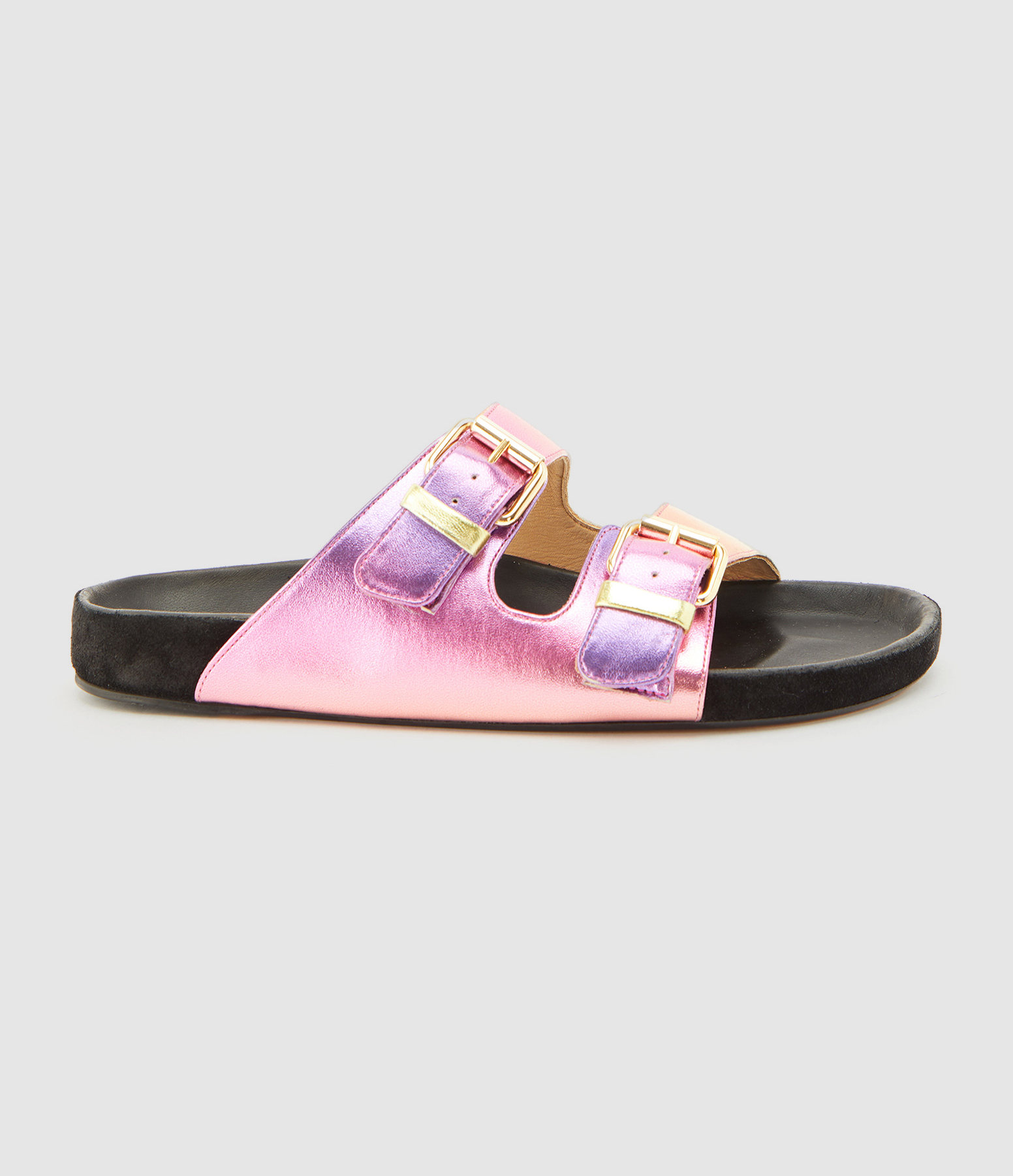 Mules Lennyo Cuir Rose Métallisé
