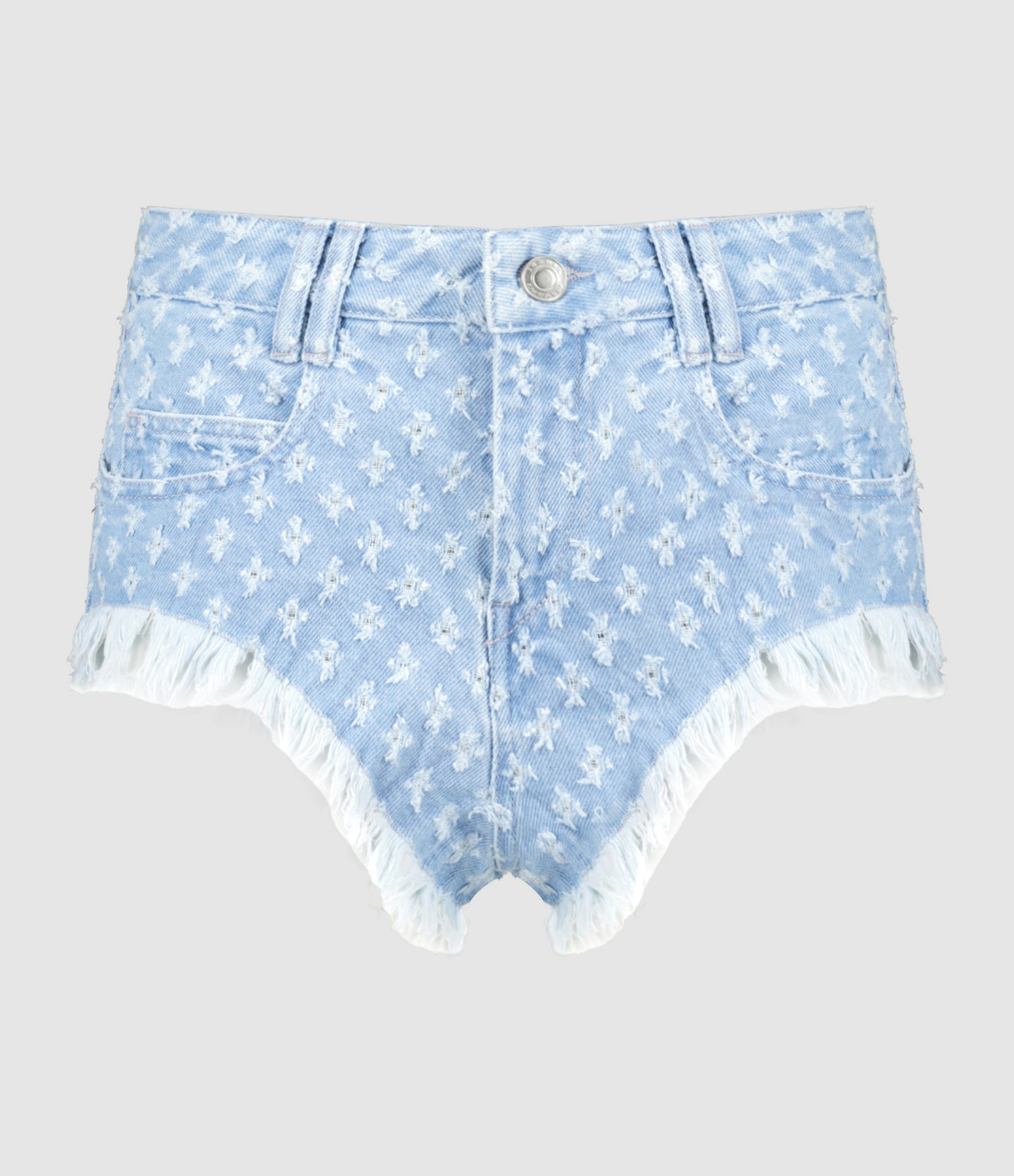 Short En Jean Femme Taille 10 - Bleu, Taille Haute, Zip, Coton Stretch, Hot Pants