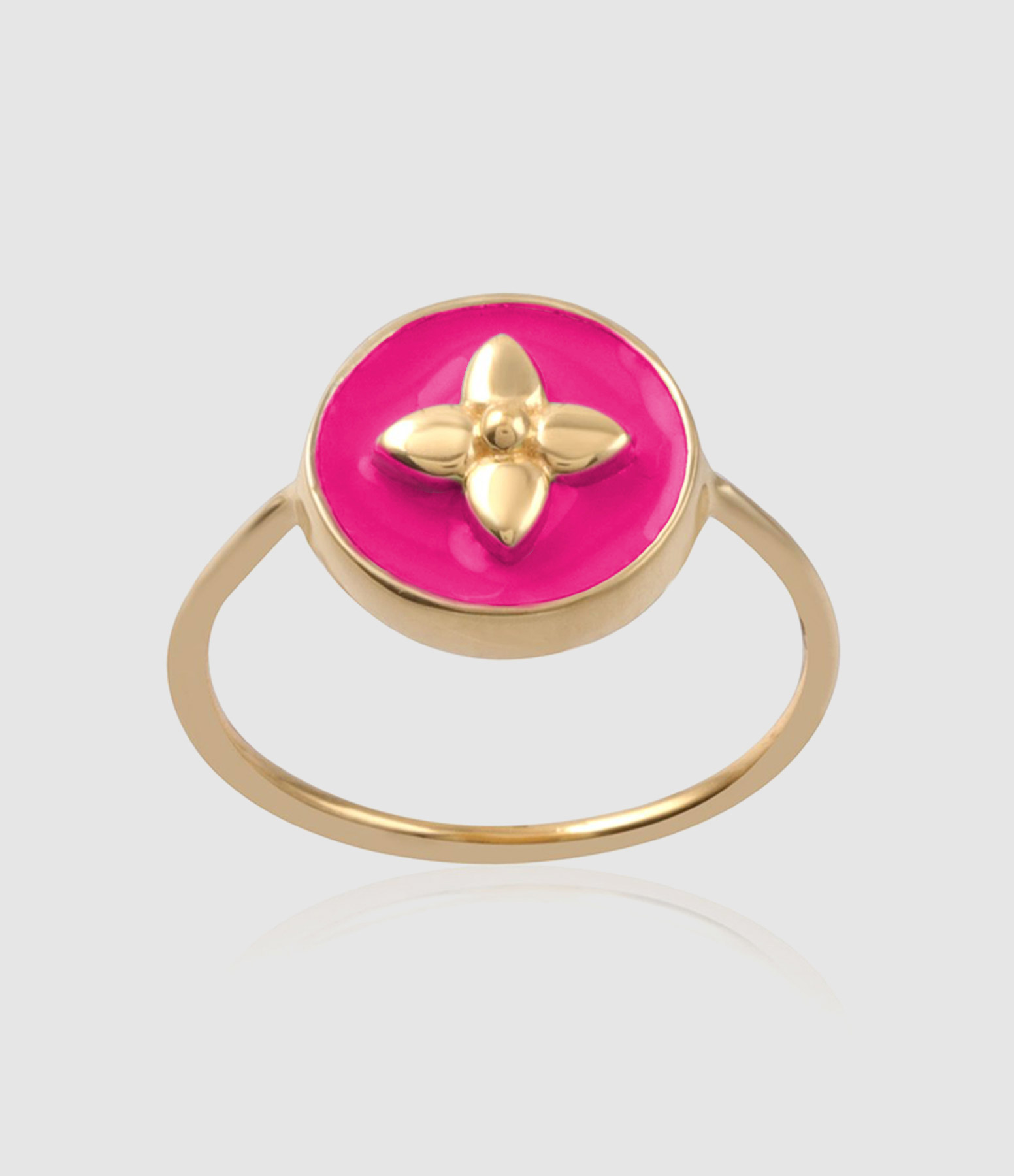 Bague Croisette Laquée Fuchsia 