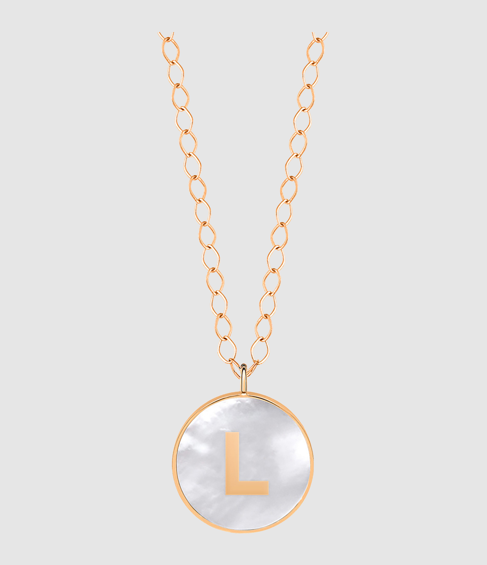 Collier Initial Nacre Blanche Or Rose, Personnalisable