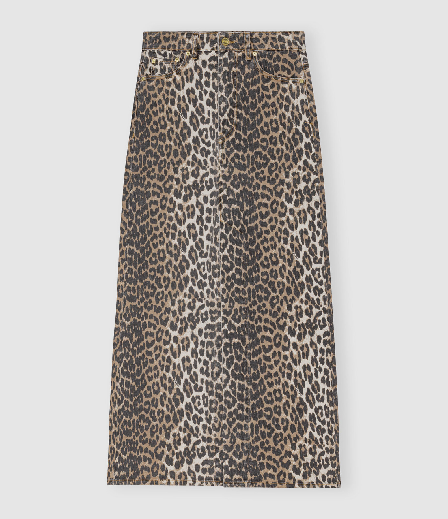 Jupe Longue Slit Denim Leopard