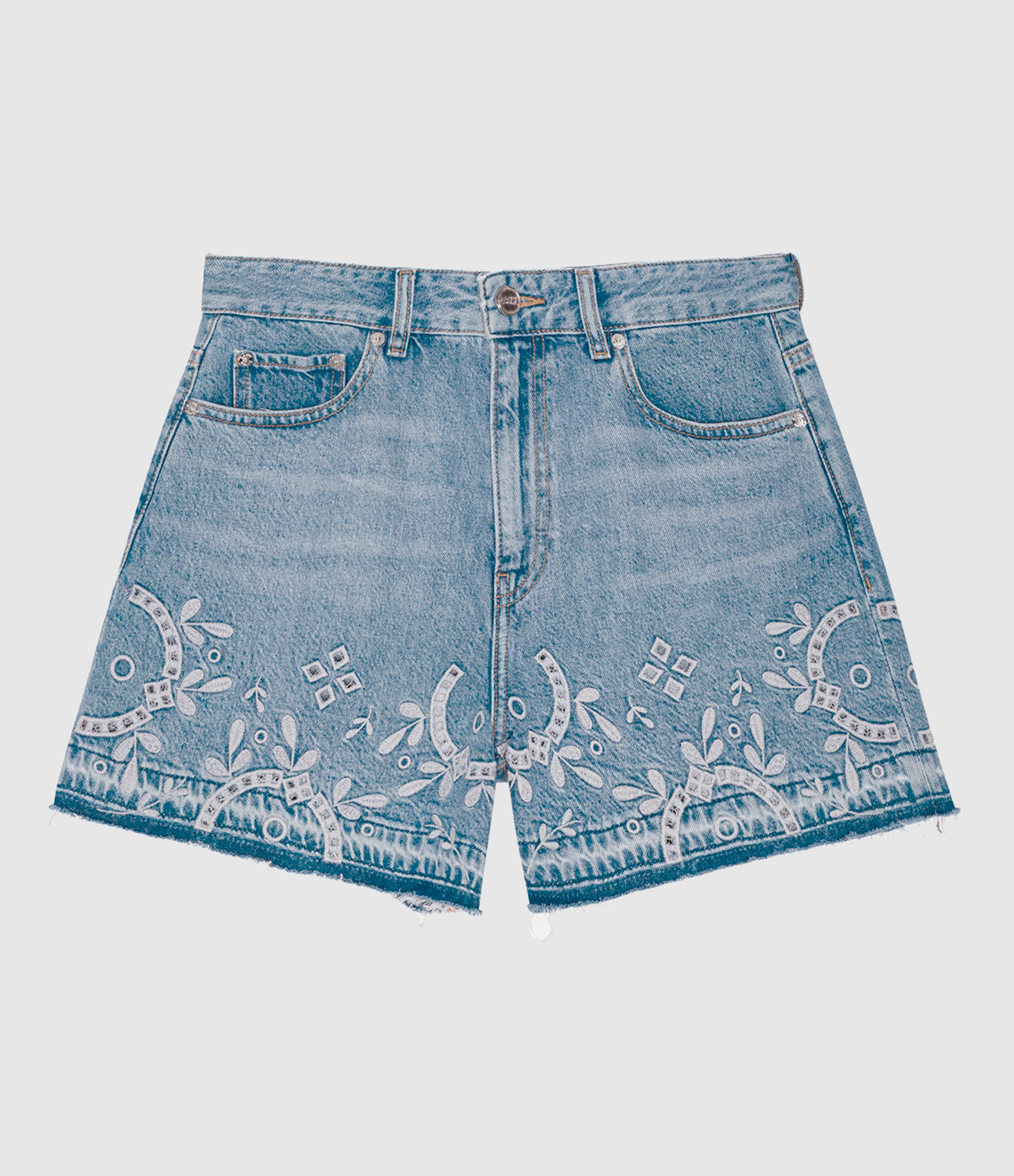 Short Broderie Anglaise Light Blue Stone
