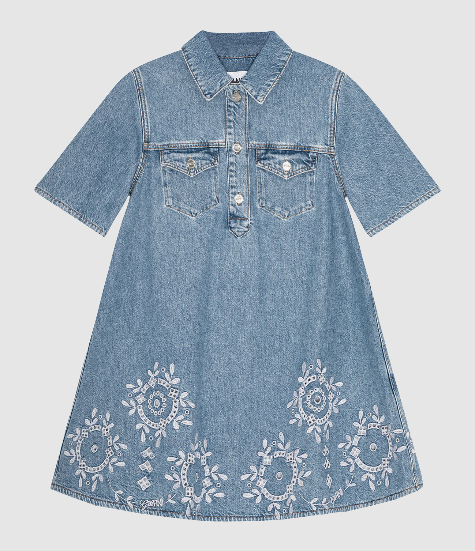 Robe Broderie Anglaise Light Blue Stone