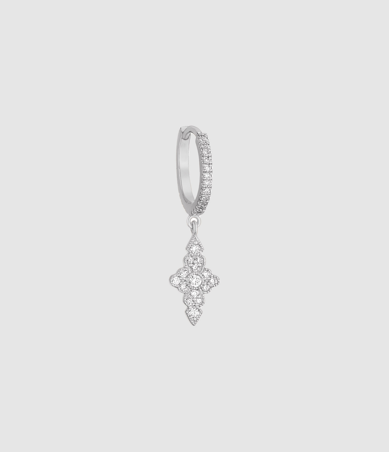 Mini Créole Jade Diamants Or Blanc (vendue à l'unité)