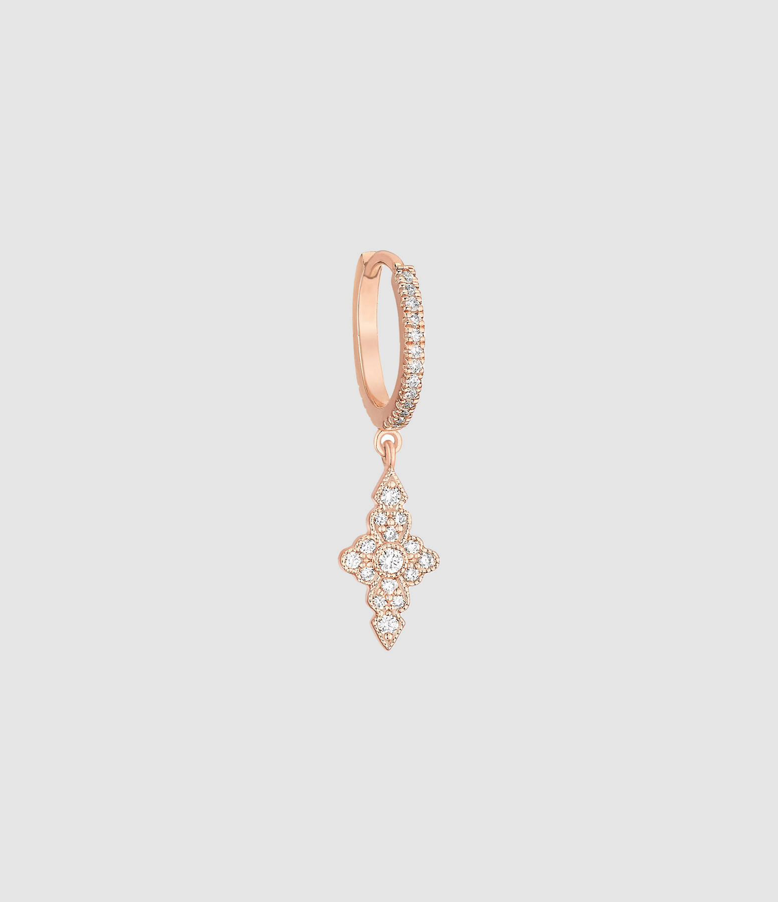 Mini Créole Jade Diamants Or Rose (vendue à l'unité)