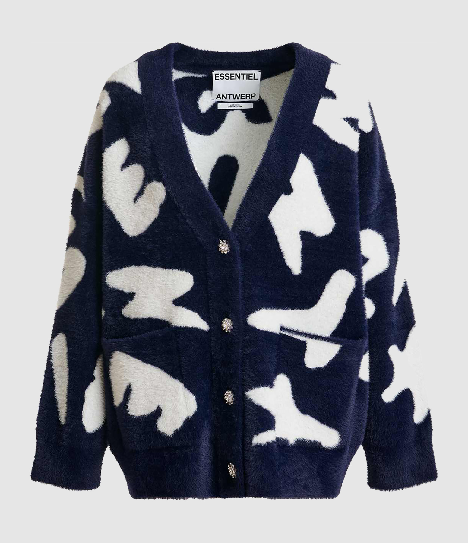 Cardigan Jarden Blanc Bleu Marine
