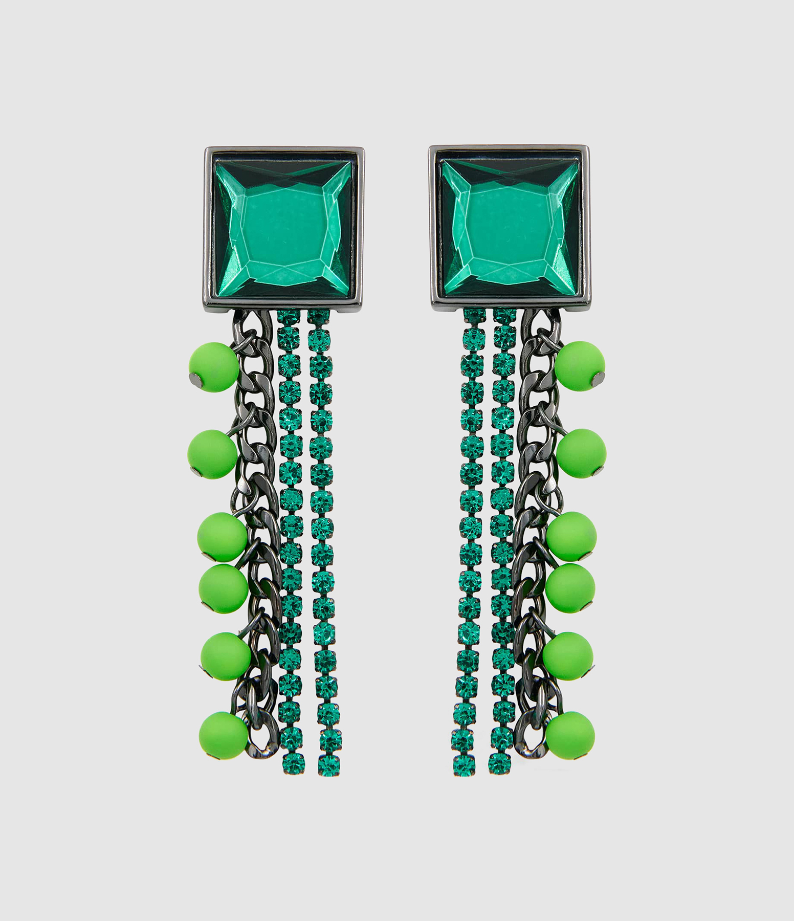 Boucles d'Oreilles Jearry Vert Argent