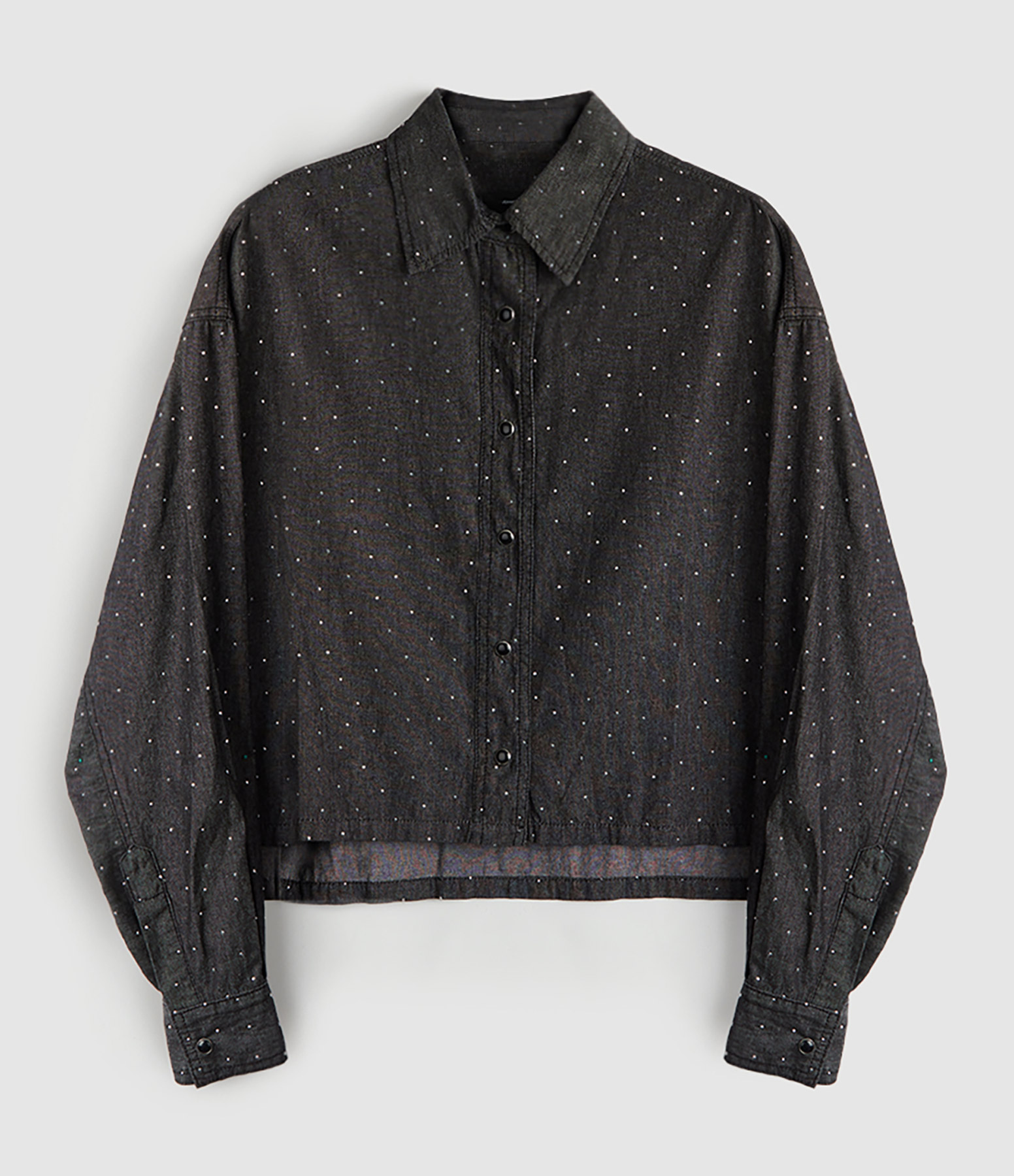 Chemise Jorgi Crop Strass Coton Noir