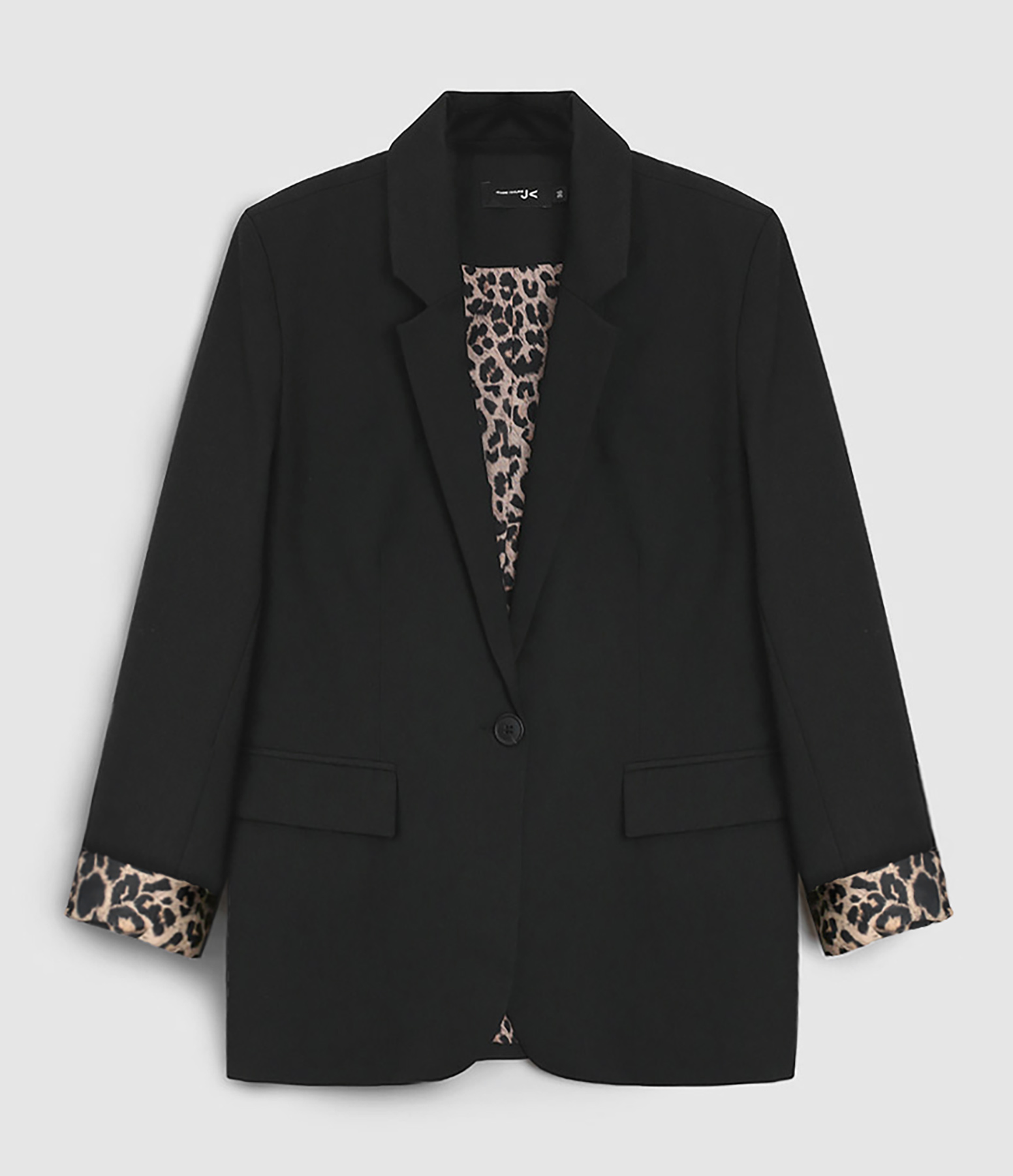 Blazer Kenzo Sergé Noir Doublure Léopard