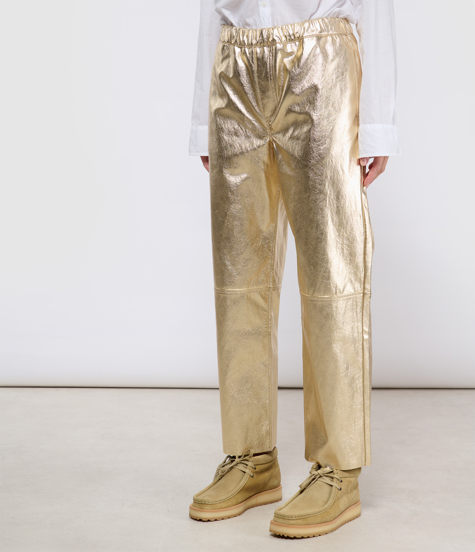 Pantalon Levy Simili Cuir Doré