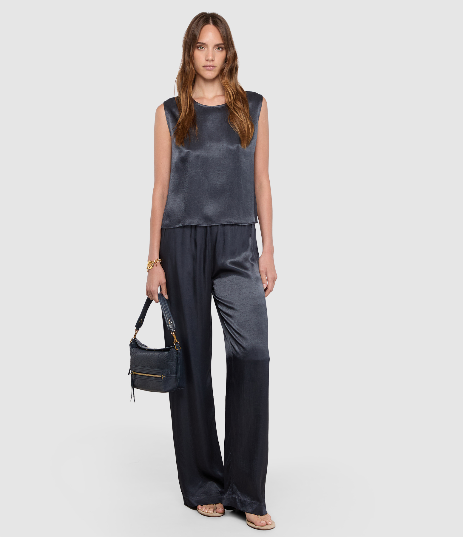 Pantalon Rayna Satin Bleu