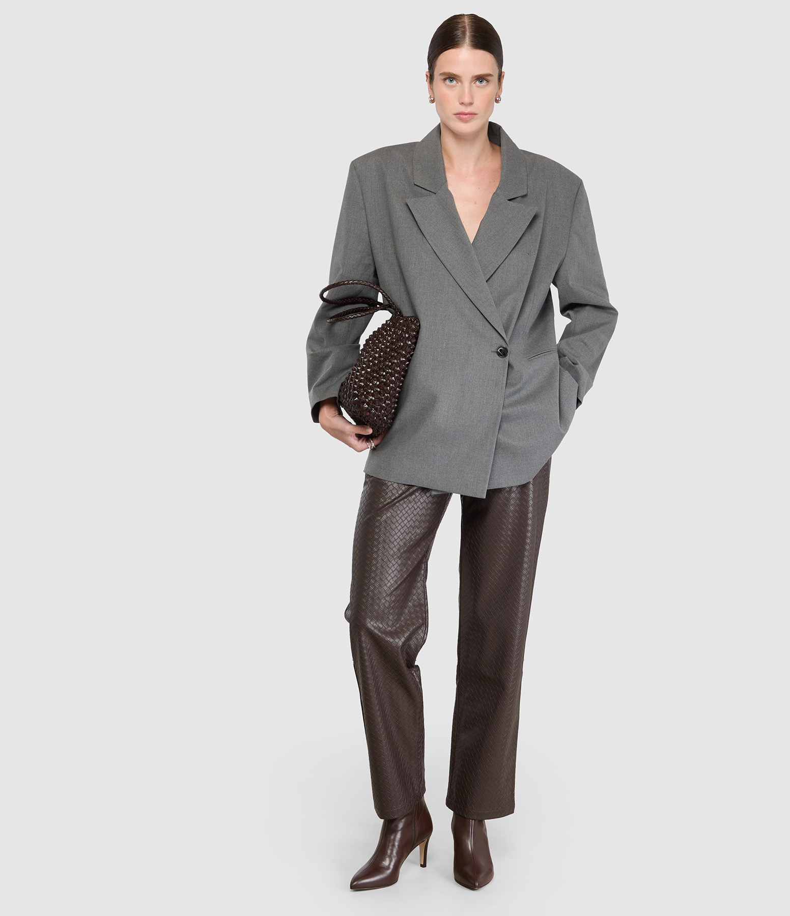 Pantalon Romano Simili Chevron Chocolat