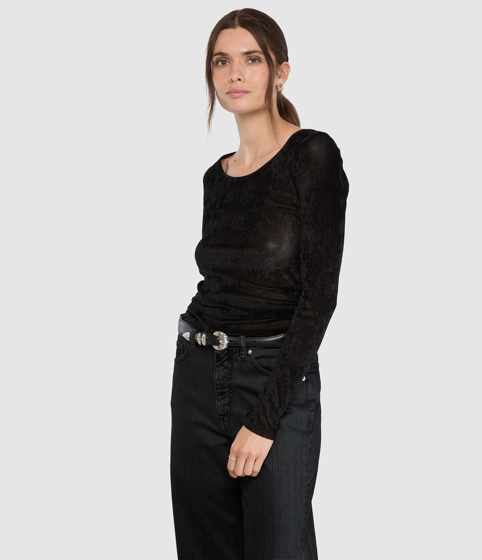Top Ronan Resille Effet Velours Noir