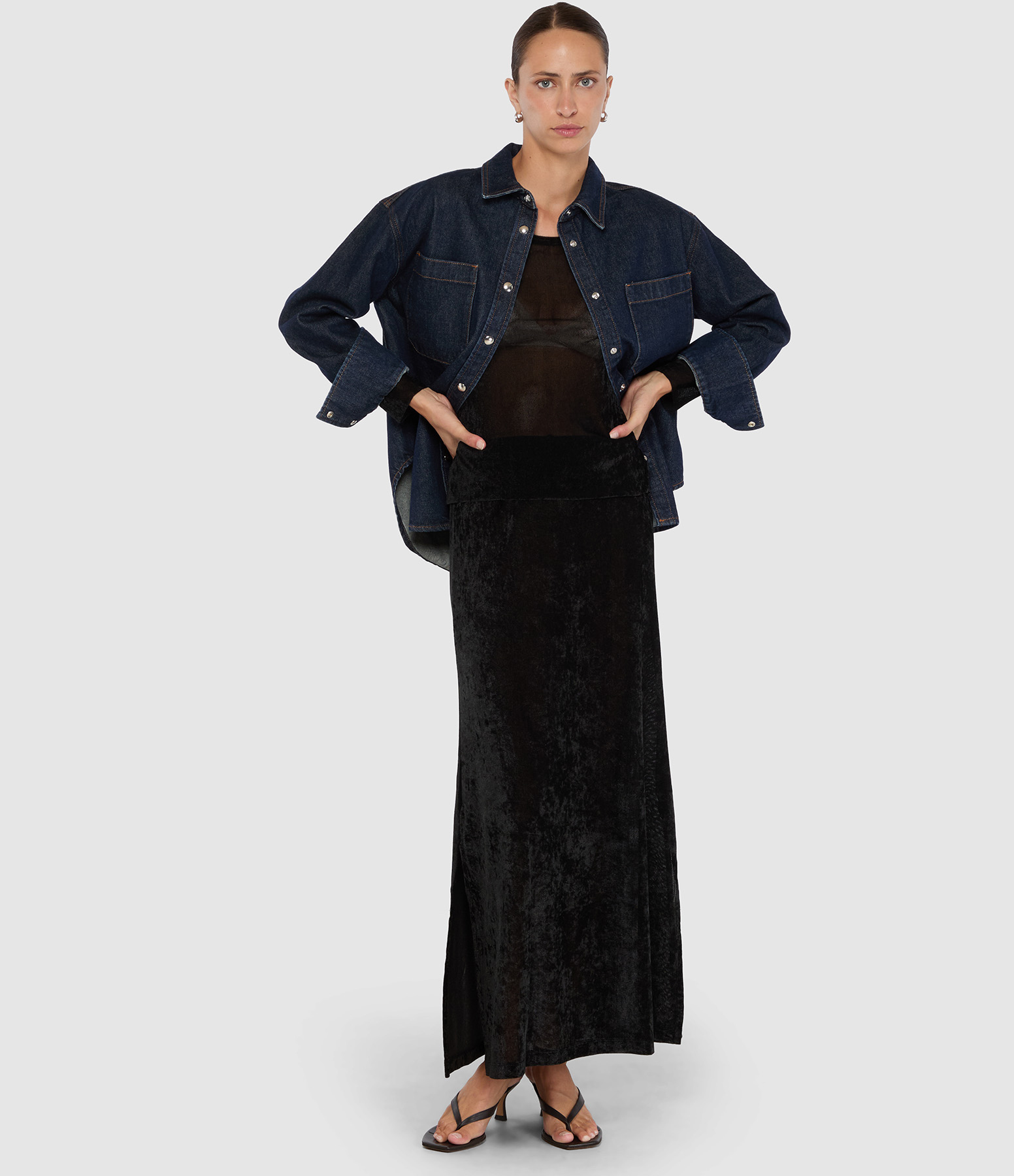 Jupe Roky Resille Effet Velours Noir