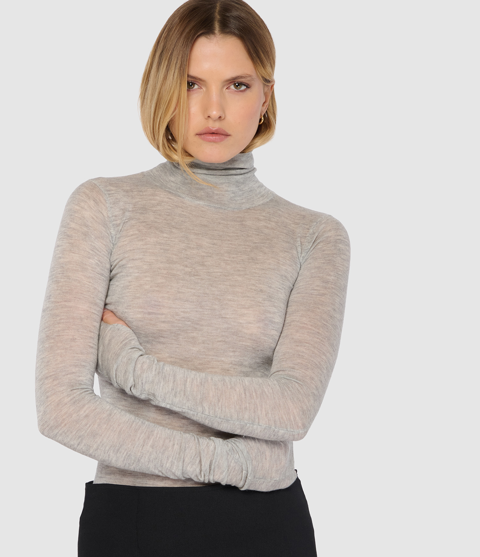 Pull Meshi Cachemire Gris Clair