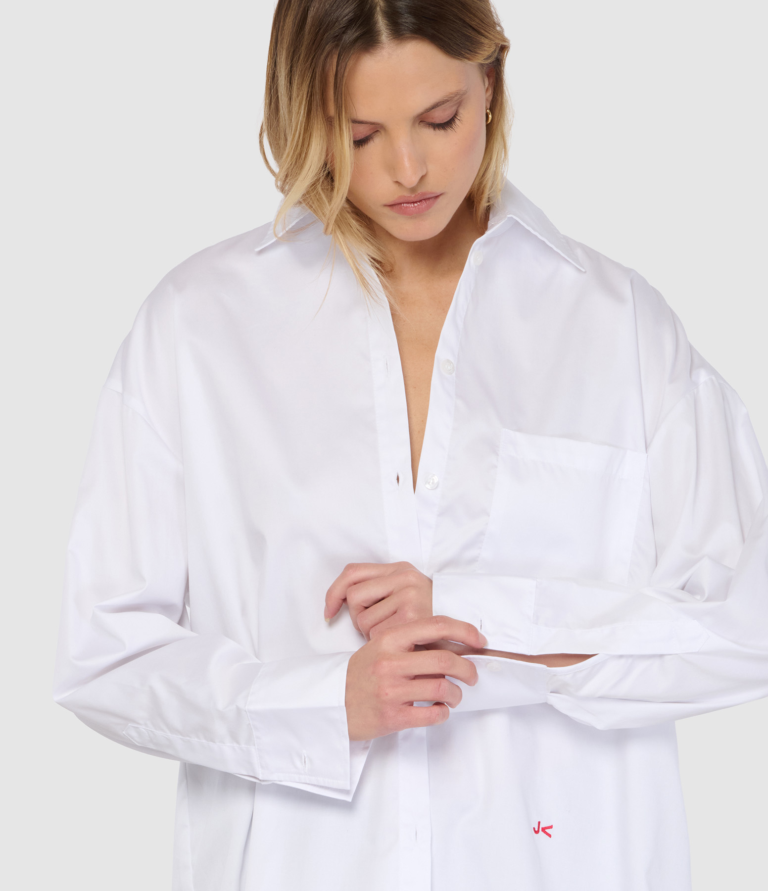 Chemise Pauli Oversize Popeline Blanc Logo Rouge