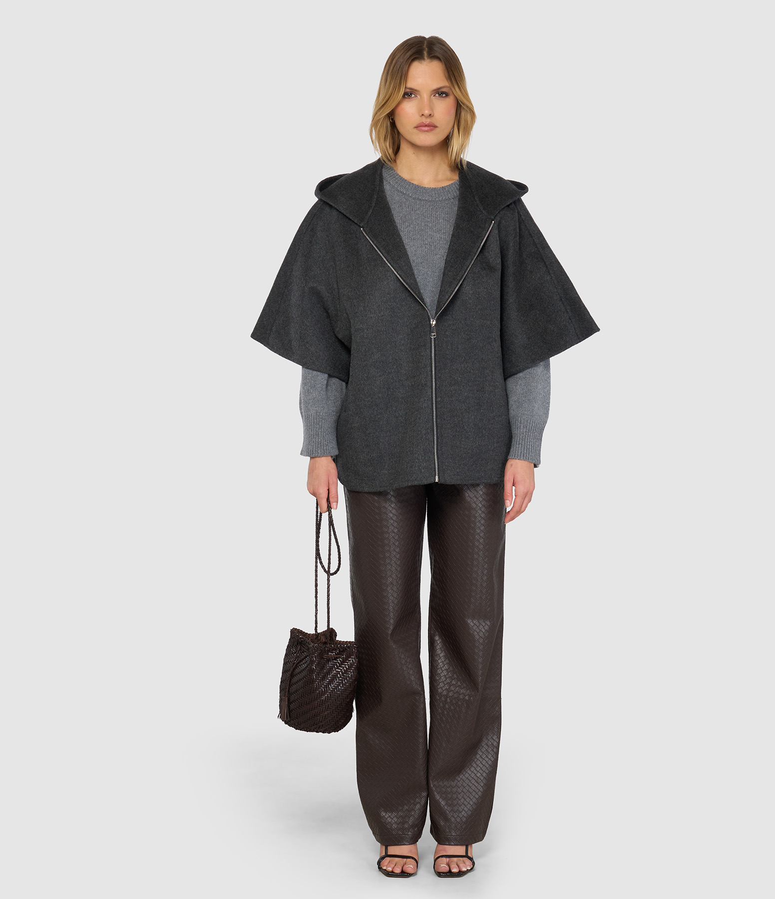 Pantalon Romano Simili Chevron Chocolat