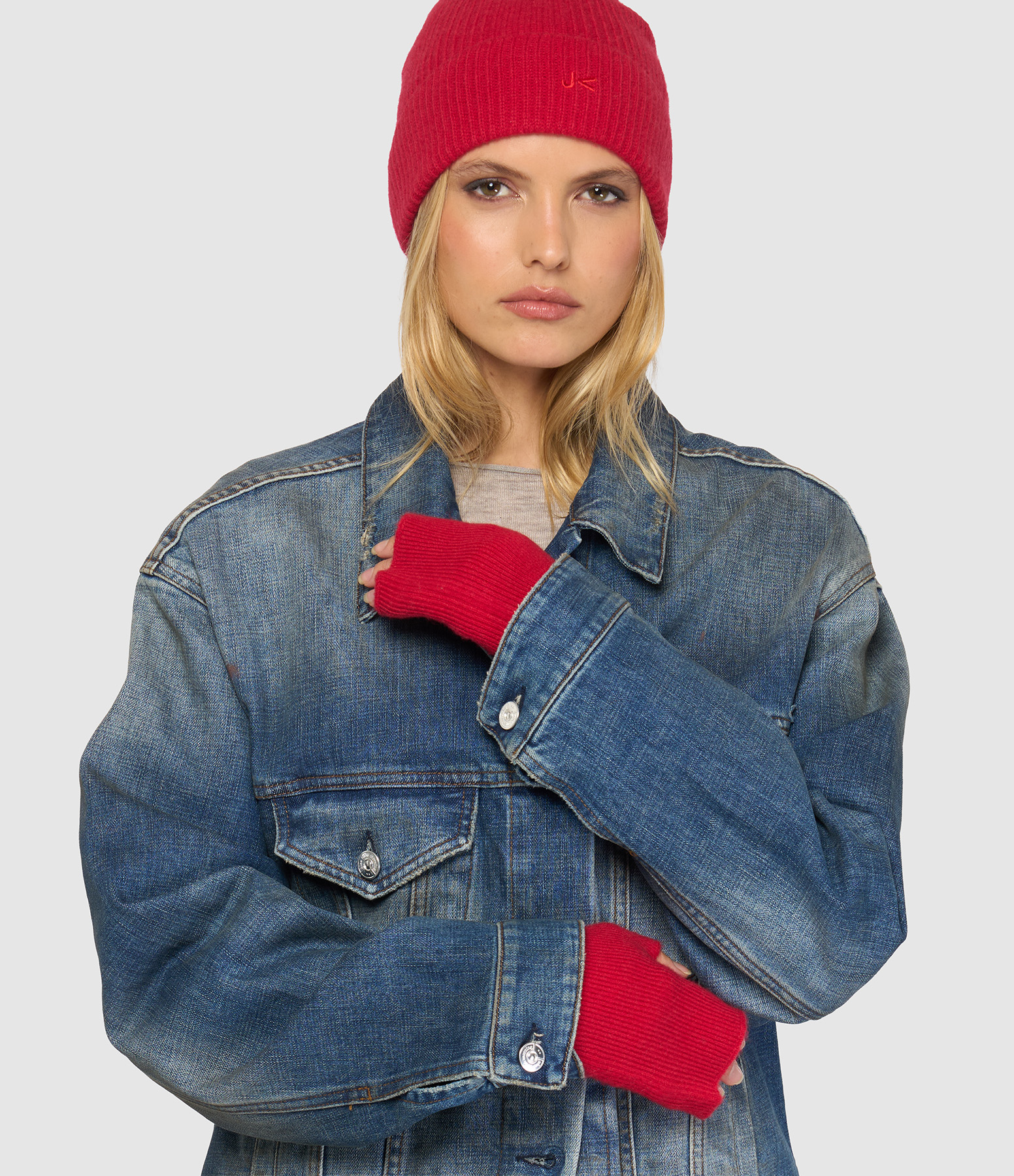Mitaines Gas Maille Laine Cachemire Rouge