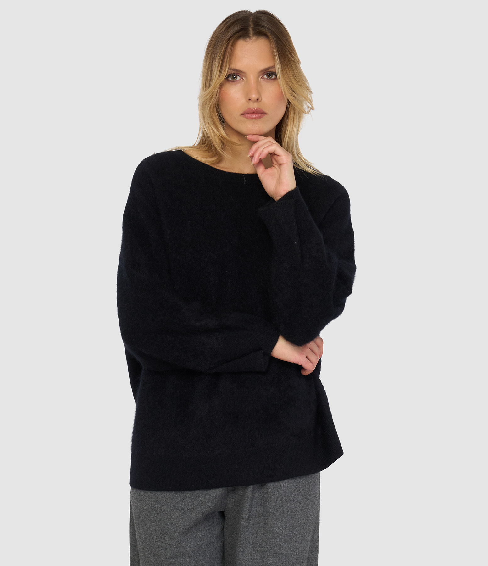 Pull Riven Maille Cachemire  Brossé Noir