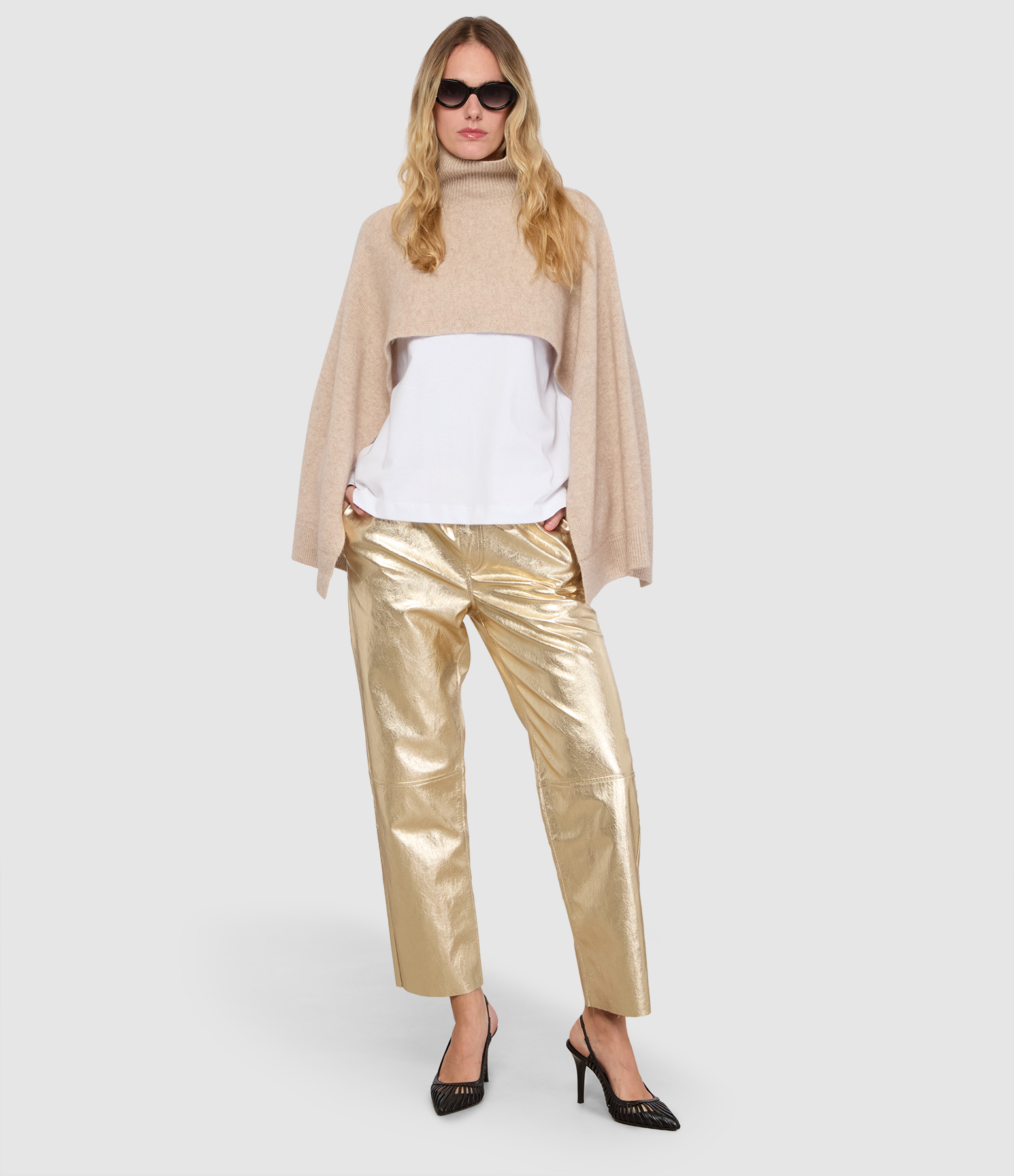 Pantalon Levy Simili Cuir Doré