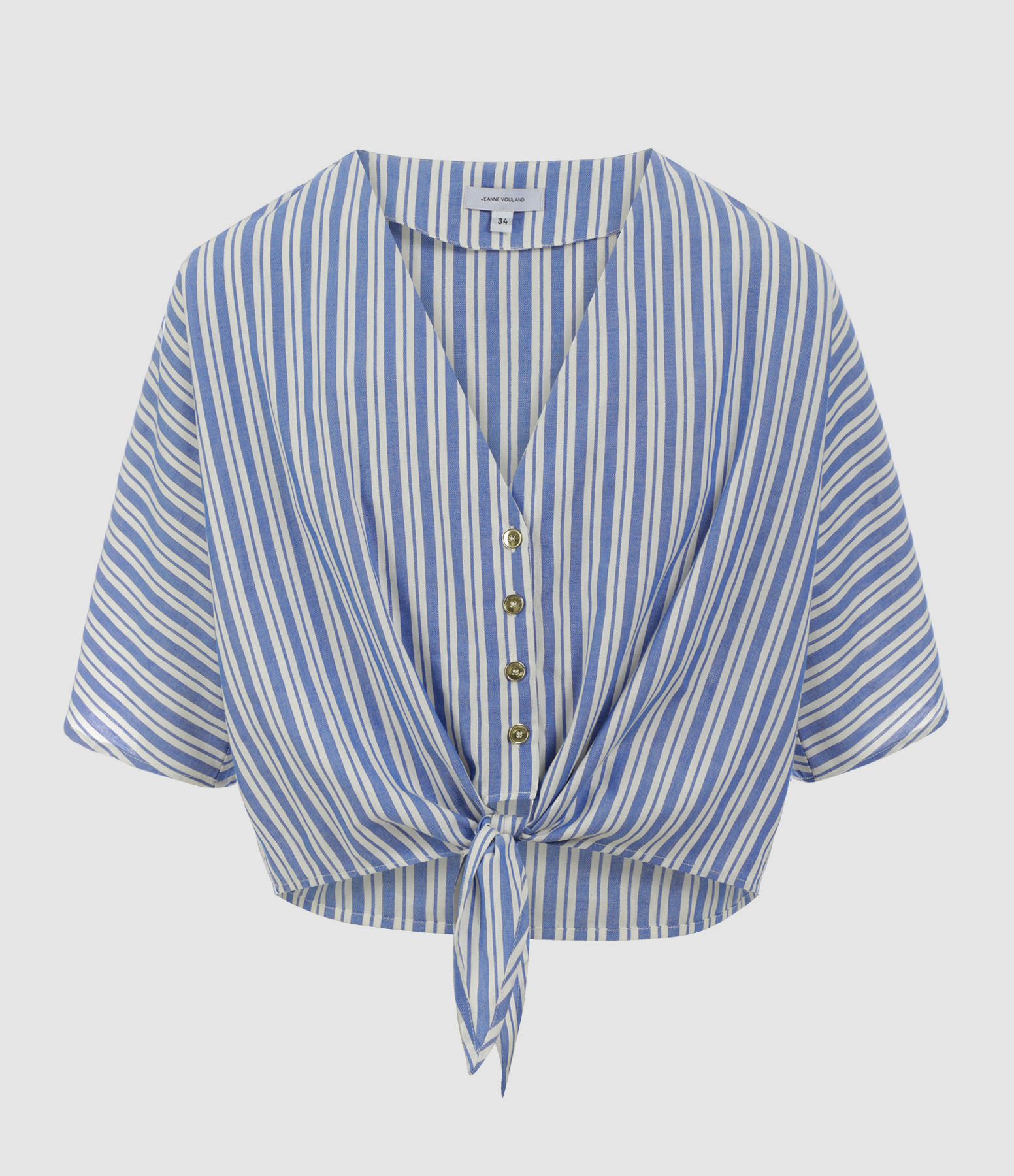 Blouse Rivage Nœud Coton Rayé Bleu Blanc