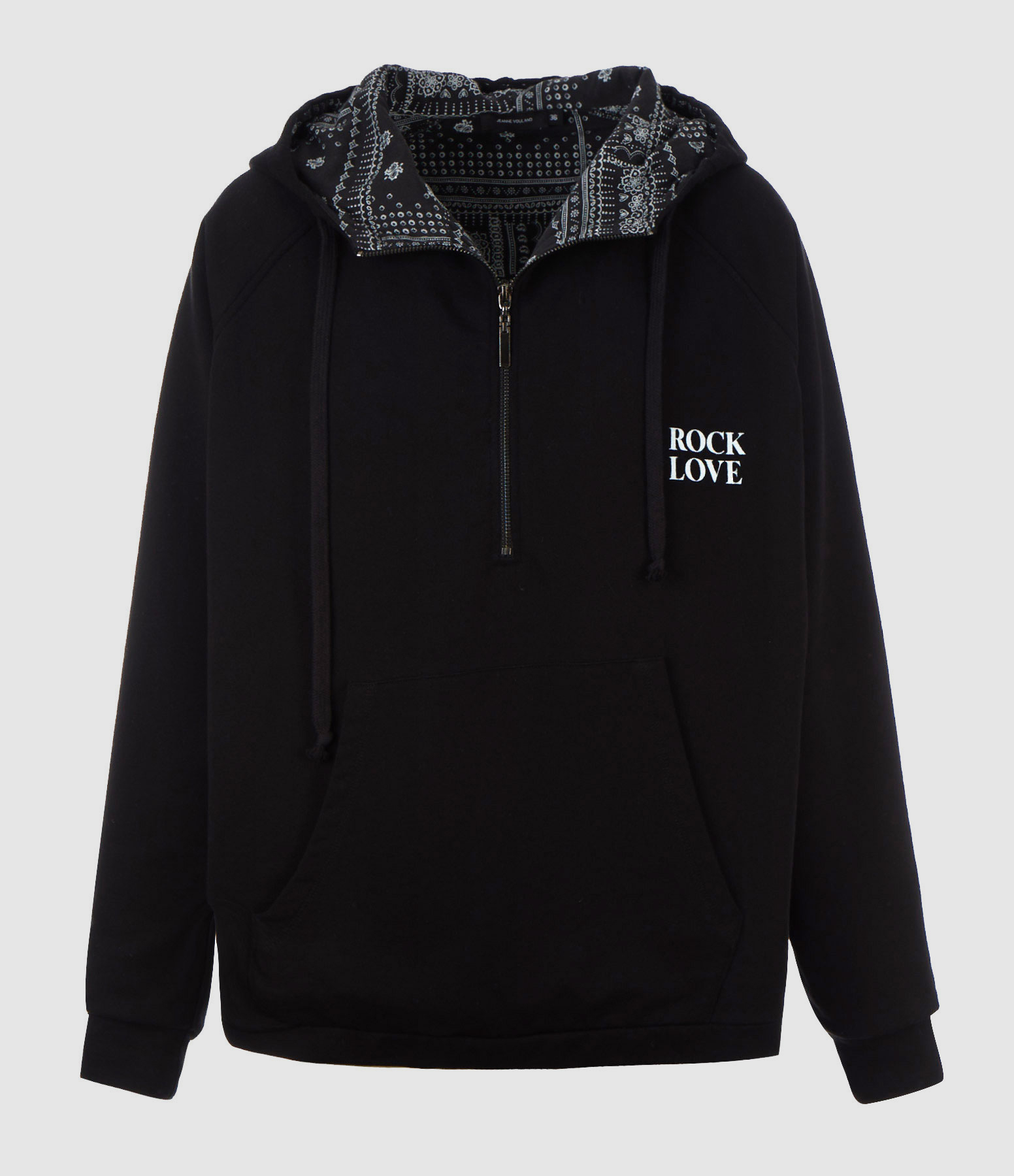 Sweatshirt Hoodie Gaspar Zipper Rock Love Bandana Noir 