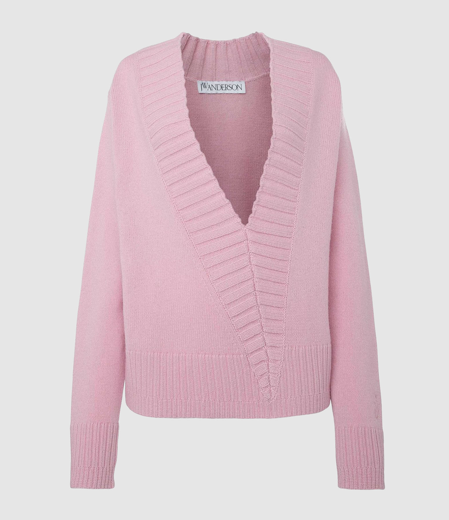 Pull Slanted V Neck Pale Pink